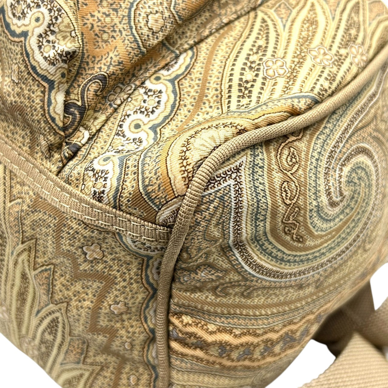 未使用級 美品 エトロ ETRO トートバッグ ハンドバッグ ペイズリー Profumi ナイロン レザー 本革 軽量 イタリア製 グリーン 黄緑 マルチカラー レディース カバン 鞄 ビンテージ クラシック レトロ エレガント 自立可 s94