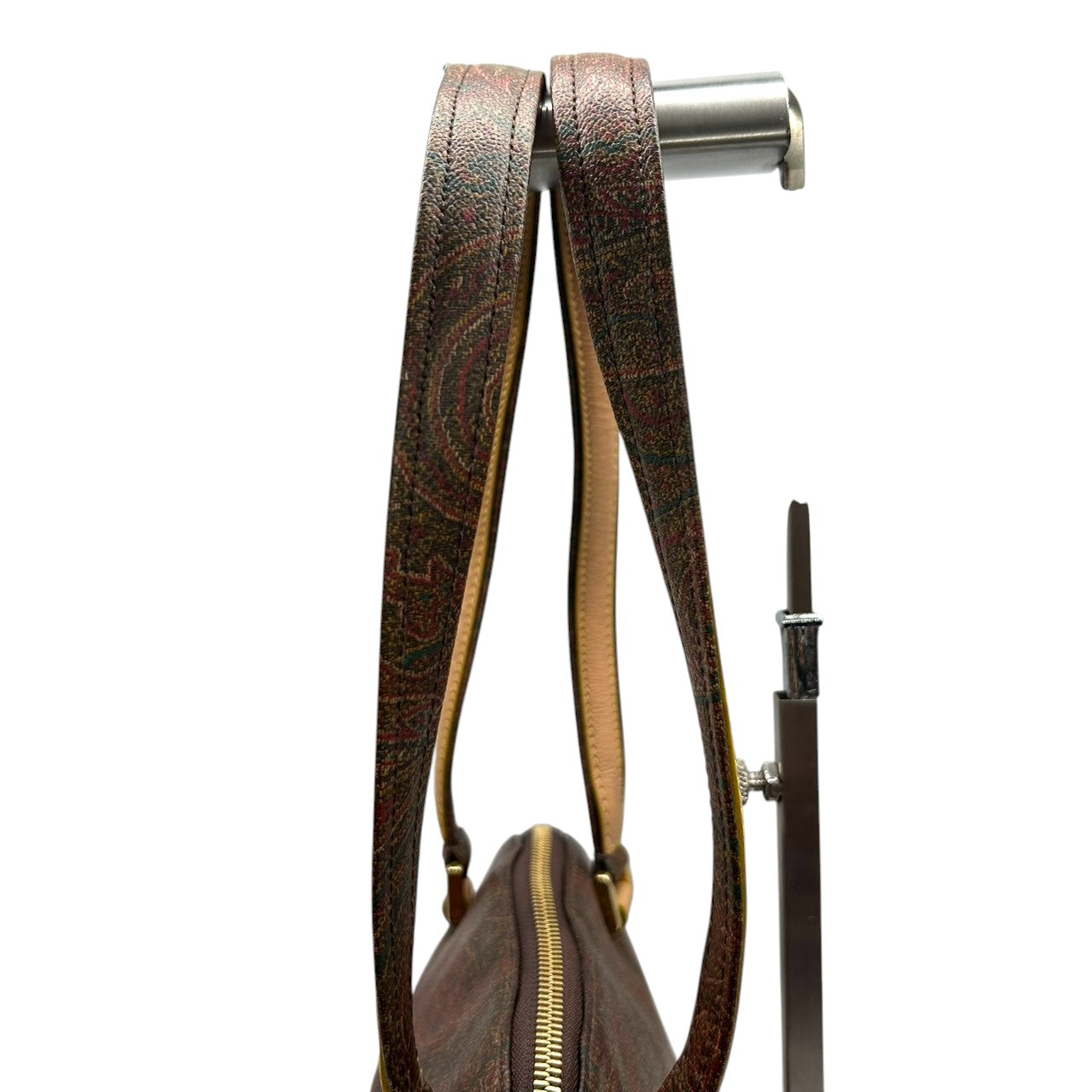 極 美品 エトロ ETRO ハンドバッグ トートバッグ ペイズリー PVC レザー 本革 ブラウン 茶色 マルチカラー ワンショルダー 肩掛け可 自立可 レディース カバン 鞄 ビンテージ クラシック レトロ エレガント 総柄 ロゴ イタリア製 G