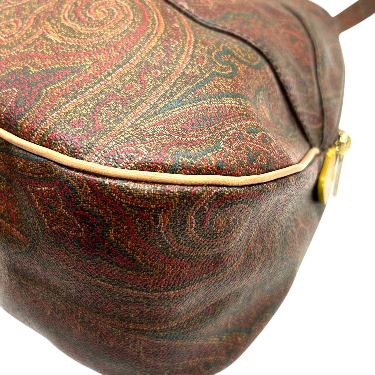 極 美品 エトロ ETRO ハンドバッグ トートバッグ ペイズリー PVC レザー 本革 ブラウン 茶色 マルチカラー ワンショルダー 肩掛け可 自立可 レディース カバン 鞄 ビンテージ クラシック レトロ エレガント 総柄 ロゴ イタリア製 G