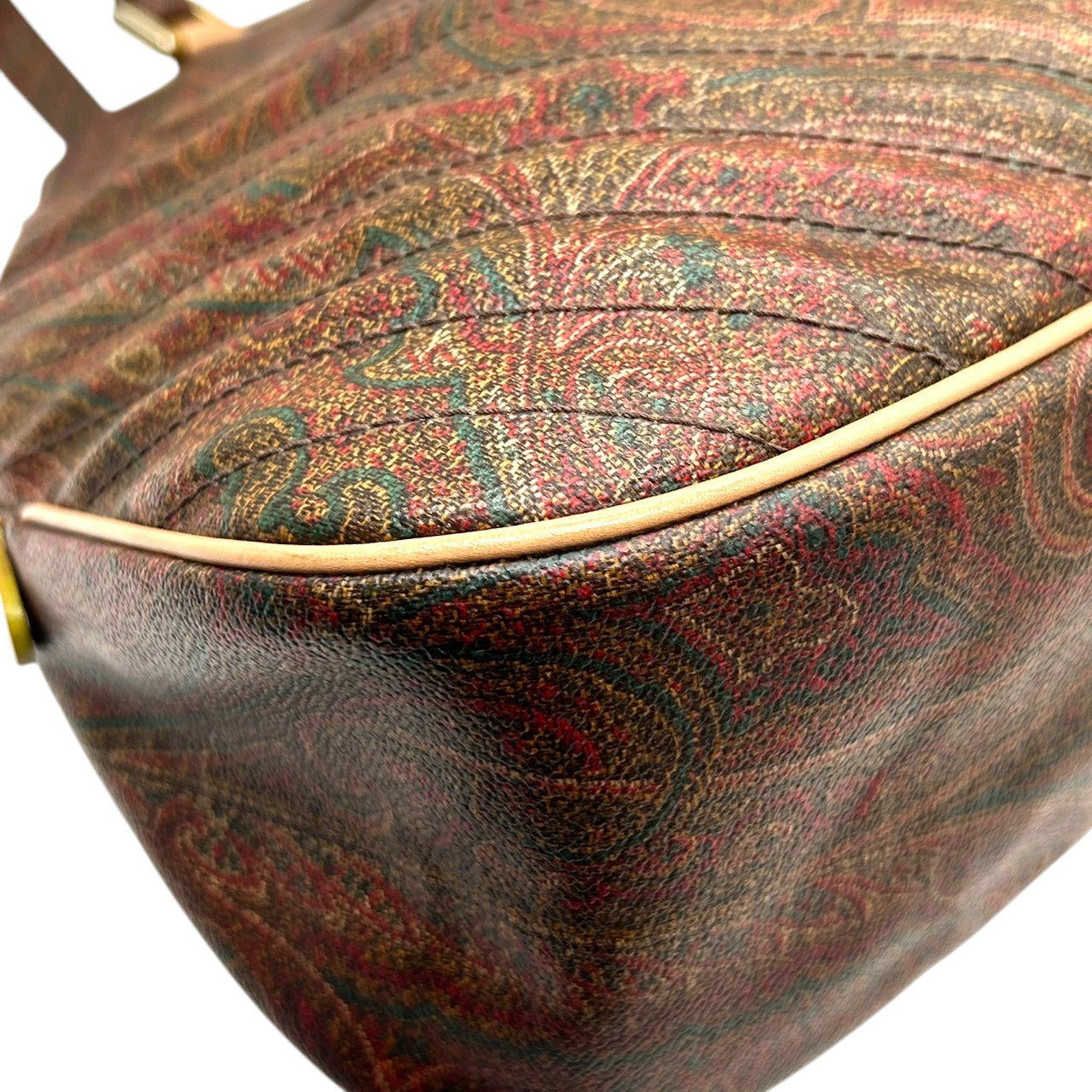 極 美品 エトロ ETRO ハンドバッグ トートバッグ ペイズリー PVC レザー 本革 ブラウン 茶色 マルチカラー ワンショルダー 肩掛け可 自立可 レディース カバン 鞄 ビンテージ クラシック レトロ エレガント 総柄 ロゴ イタリア製 G