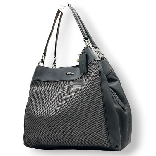 コーチ COACH レクシー ショルダーバッグ トートバッグ エクスプローデッド レップス ジャカード キャンバス レザー 本革 ブラック グレー チェーン F57540 ロゴチャーム レディース 肩掛け 通勤 多収納 エレガント 鞄 カバン s96