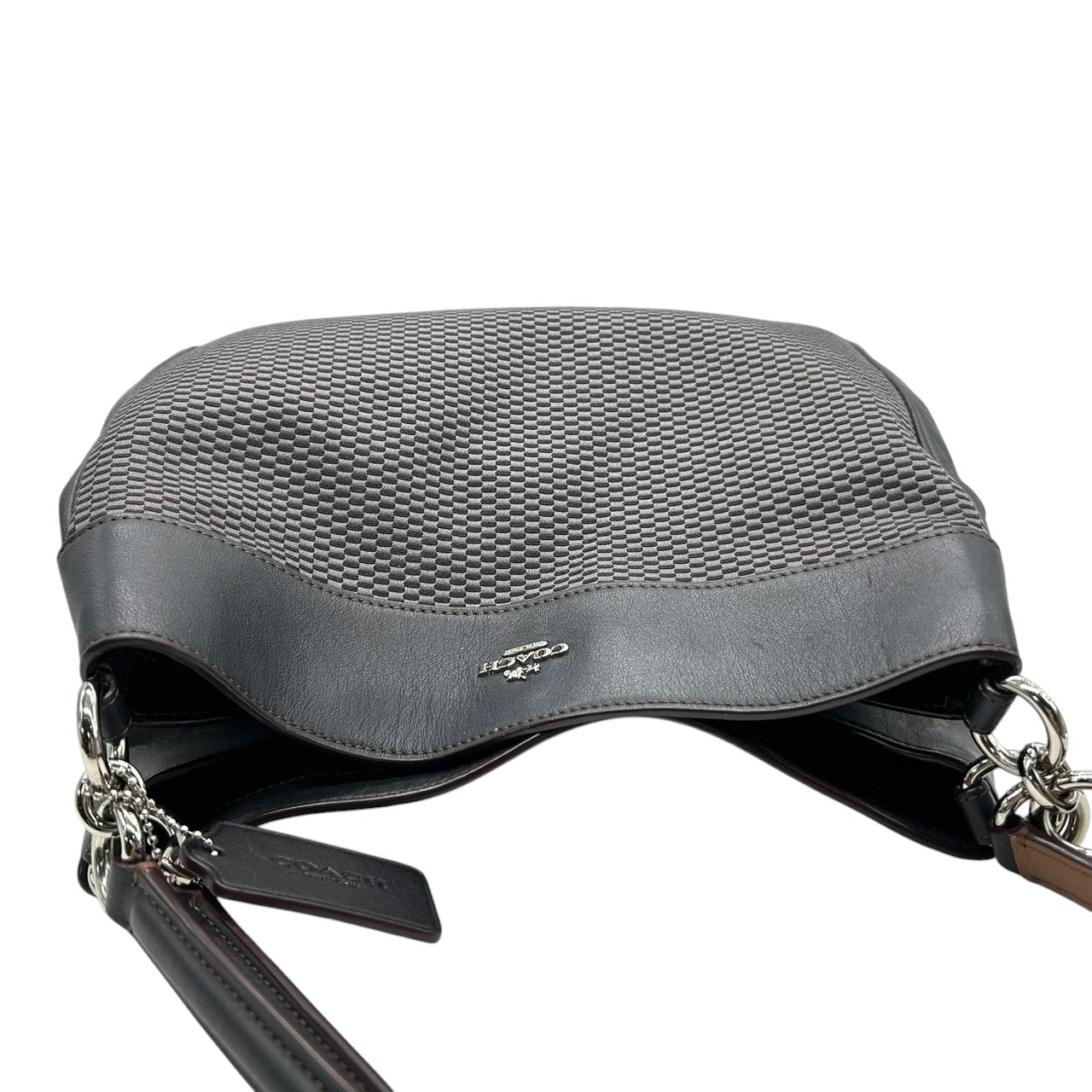 コーチ COACH レクシー ショルダーバッグ トートバッグ エクスプローデッド レップス ジャカード キャンバス レザー 本革 ブラック グレー チェーン F57540 ロゴチャーム レディース 肩掛け 通勤 多収納 エレガント 鞄 カバン s96