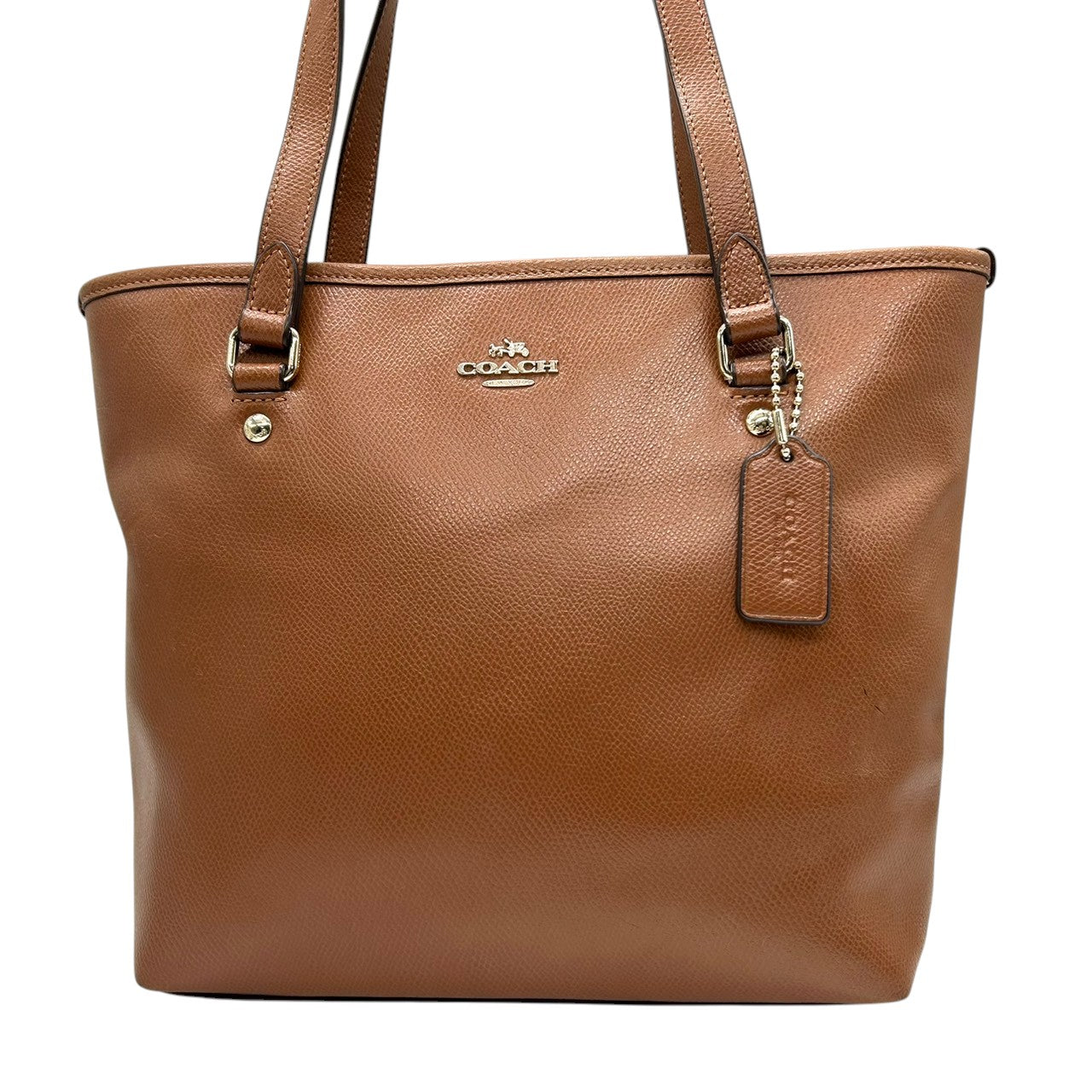 コーチ COACH トートバッグ ハンドバッグ F36632 クロスグレイン レザー 本革 ブラウン サドル 茶色 肩掛け ワンショルダー ロゴチャーム ジップトップ レディース デイリー カジュアル 通勤 通学 お出かけ 鞄 カバン s86