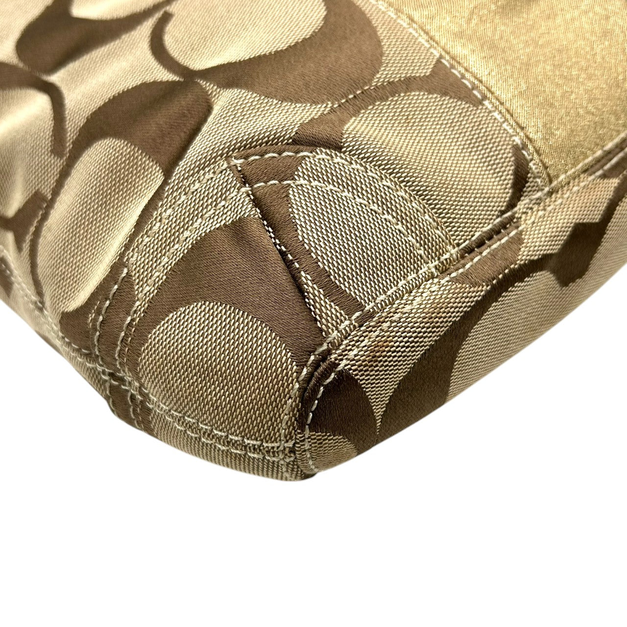 コーチ COACH ショルダーバッグ ハンドバッグ 2WAY シグネチャー F13278 キャンバス レザー ベージュ ゴールド ラメ ストライプ パーカー 斜め掛け ワンショルダー 肩掛け クロスボディ レディース 鞄 カバン カジュアル s86