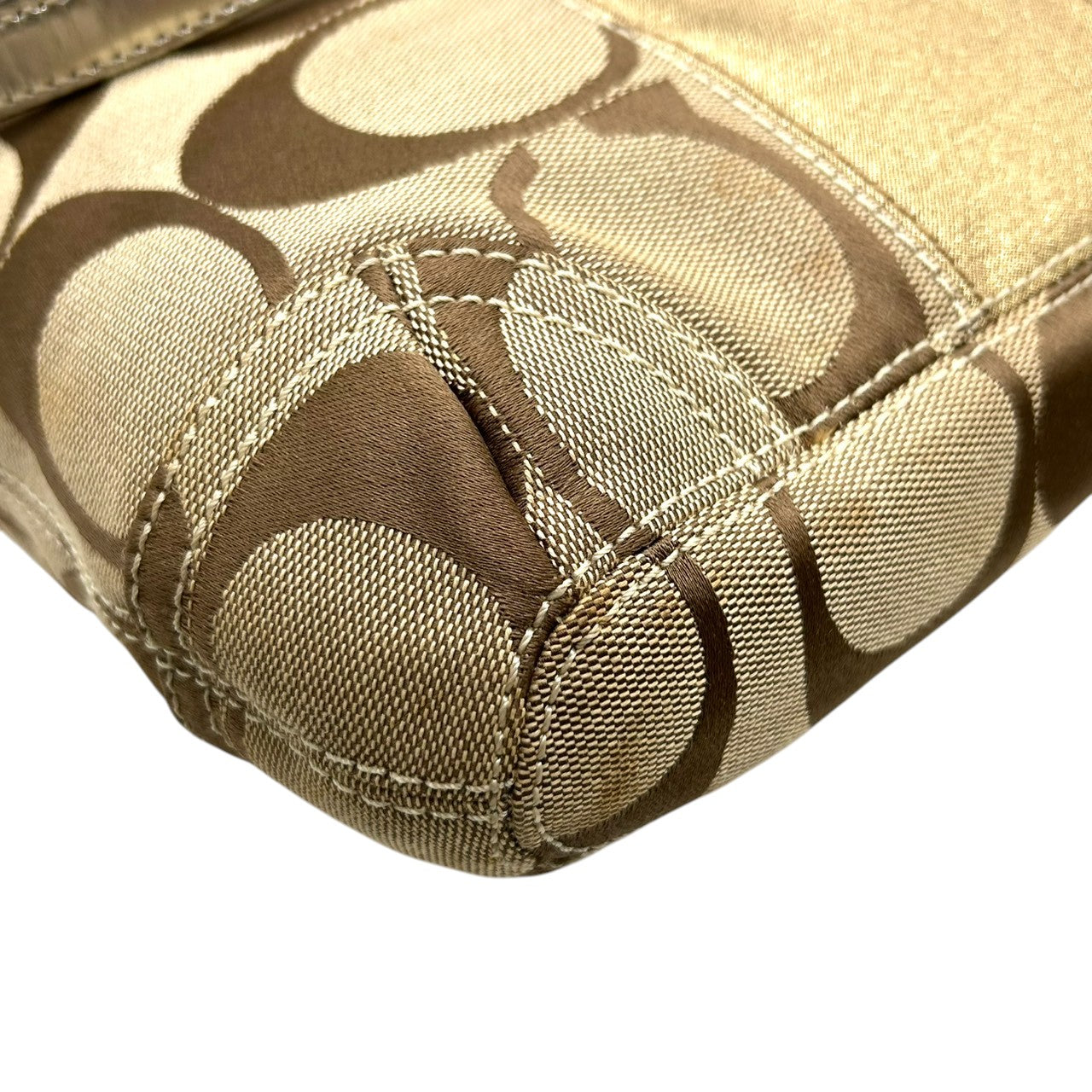 コーチ COACH ショルダーバッグ ハンドバッグ 2WAY シグネチャー F13278 キャンバス レザー ベージュ ゴールド ラメ ストライプ パーカー 斜め掛け ワンショルダー 肩掛け クロスボディ レディース 鞄 カバン カジュアル s86