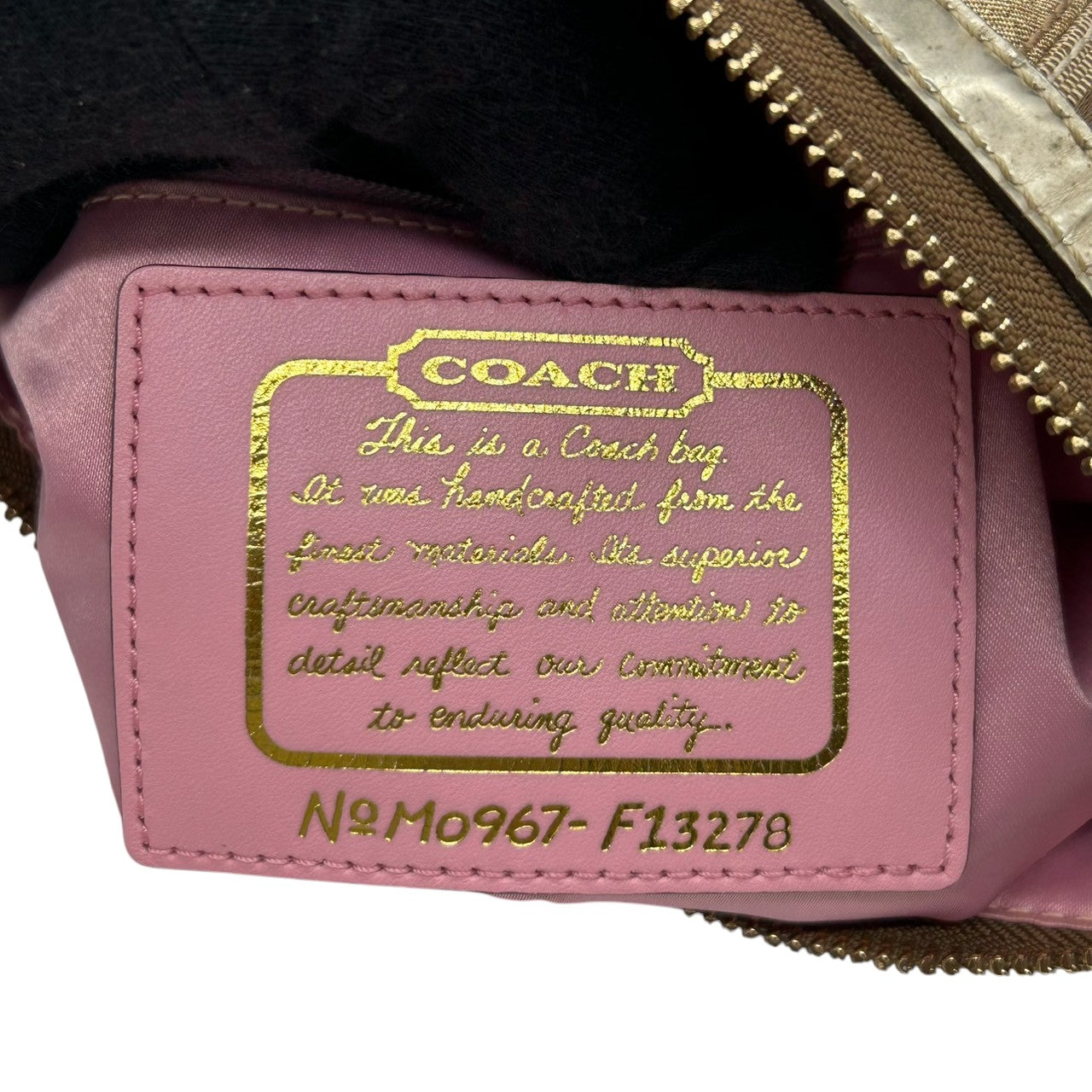 コーチ COACH ショルダーバッグ ハンドバッグ 2WAY シグネチャー F13278 キャンバス レザー ベージュ ゴールド ラメ ストライプ パーカー 斜め掛け ワンショルダー 肩掛け クロスボディ レディース 鞄 カバン カジュアル s86
