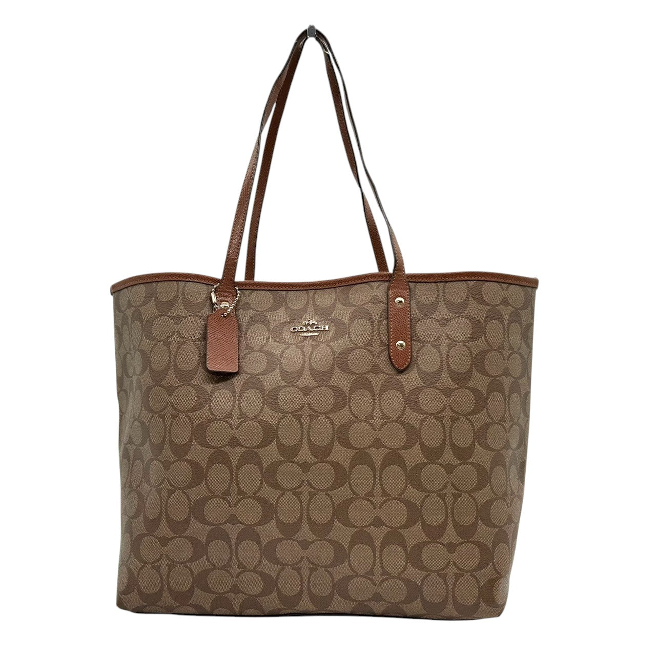 コーチ COACH シグネチャー シティ トートバッグ ハンドバッグ F36126 PVC レザー 本革 ブラウン カーキ サドル 茶色 A4収納可 大容量 肩掛け 軽量 レディース マザーズバッグ 通勤 通学 ビジネス ゴールド金具 エレガント 定番 s84