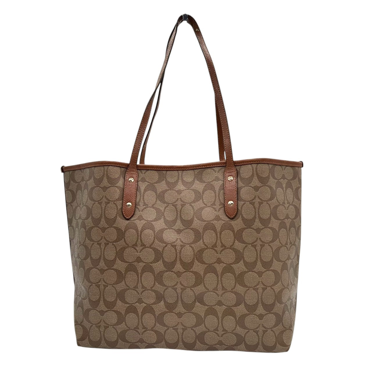 コーチ COACH シグネチャー シティ トートバッグ ハンドバッグ F36126 PVC レザー 本革 ブラウン カーキ サドル 茶色 A4収納可 大容量 肩掛け 軽量 レディース マザーズバッグ 通勤 通学 ビジネス ゴールド金具 エレガント 定番 s84