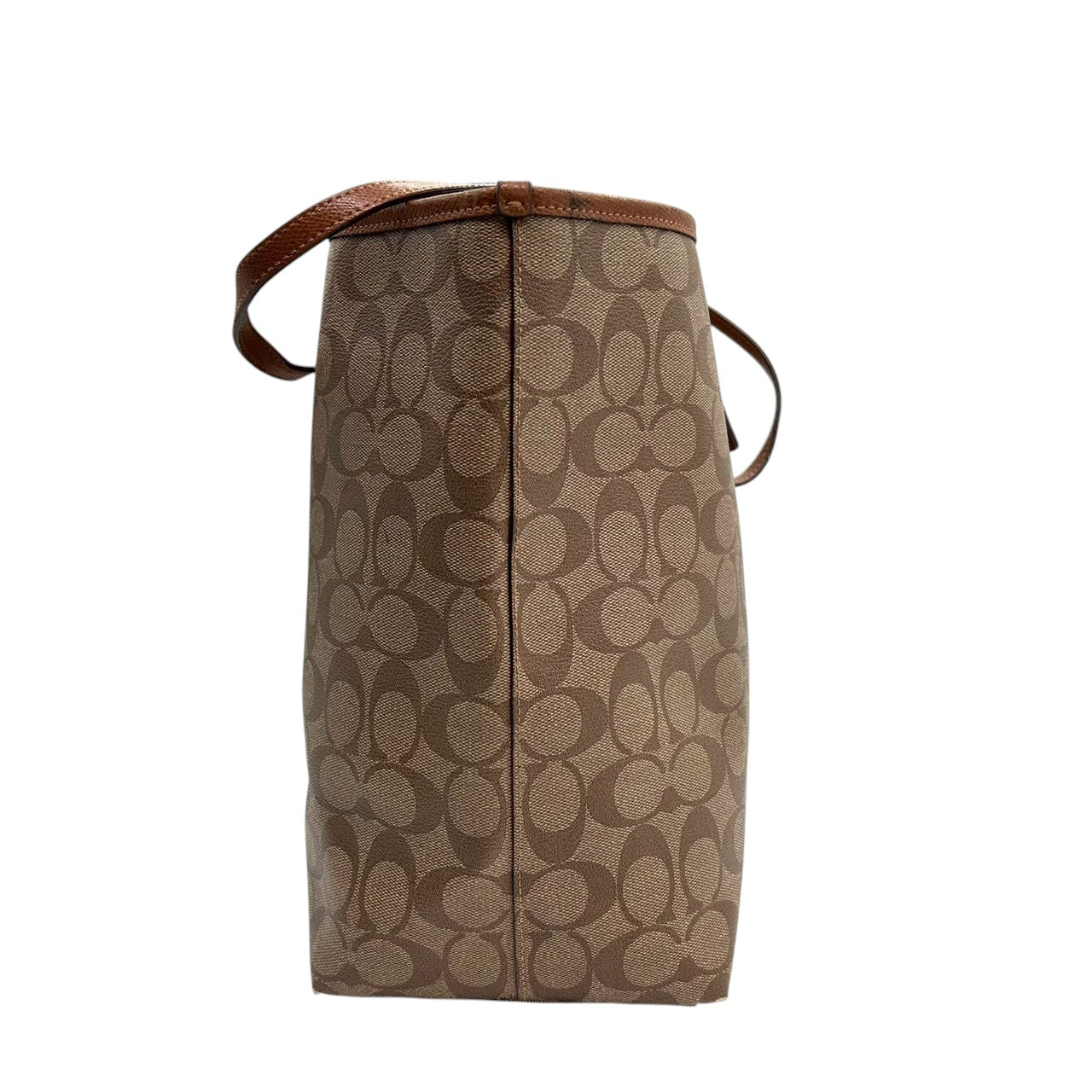 コーチ COACH シグネチャー シティ トートバッグ ハンドバッグ F36126 PVC レザー 本革 ブラウン カーキ サドル 茶色 A4収納可 大容量 肩掛け 軽量 レディース マザーズバッグ 通勤 通学 ビジネス ゴールド金具 エレガント 定番 s84