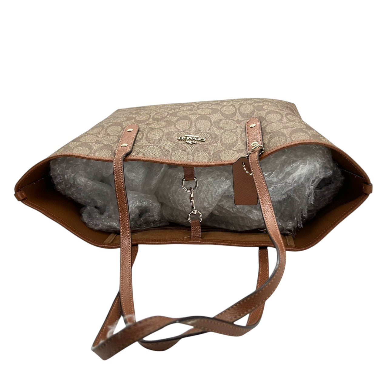 コーチ COACH シグネチャー シティ トートバッグ ハンドバッグ F36126 PVC レザー 本革 ブラウン カーキ サドル 茶色 A4収納可 大容量 肩掛け 軽量 レディース マザーズバッグ 通勤 通学 ビジネス ゴールド金具 エレガント 定番 s84