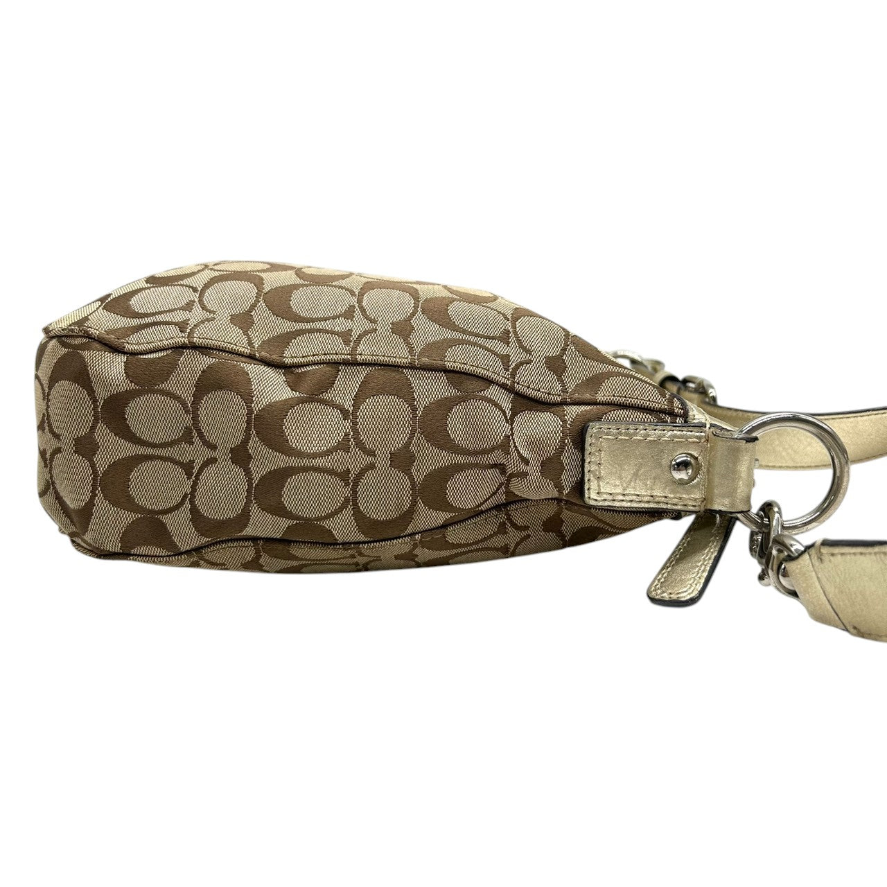 コーチ COACH ショルダーバッグ ハンドバッグ 2WAY シグネチャー F14446 キャンバス レザー 本革 ベージュ ゴールド 斜め掛け ワンショルダー 肩掛け ベルトデザイン レディース 鞄 カバン カジュアル デイリーユース 多機能 s84