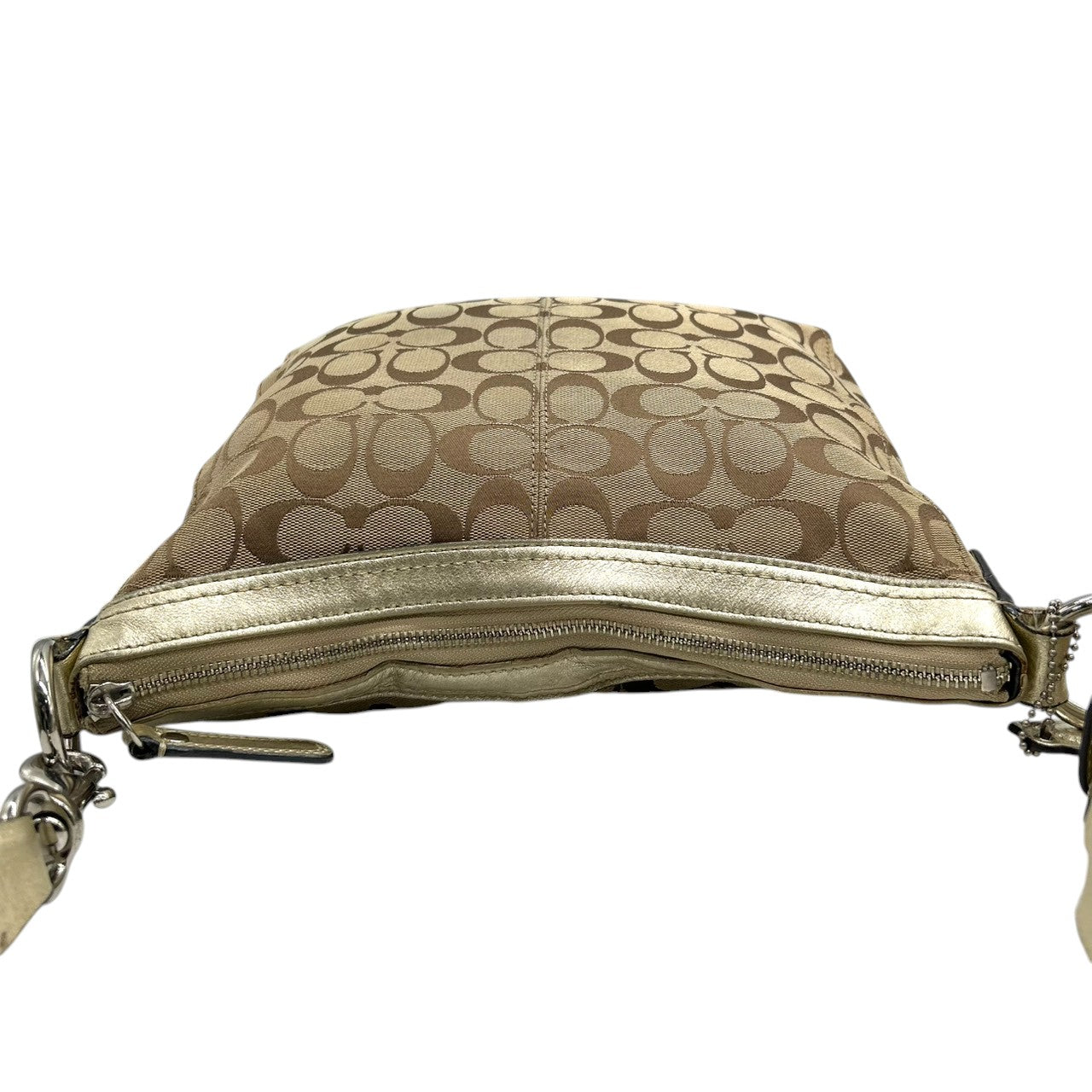 コーチ COACH ショルダーバッグ ハンドバッグ 2WAY シグネチャー F14446 キャンバス レザー 本革 ベージュ ゴールド 斜め掛け ワンショルダー 肩掛け ベルトデザイン レディース 鞄 カバン カジュアル デイリーユース 多機能 s84