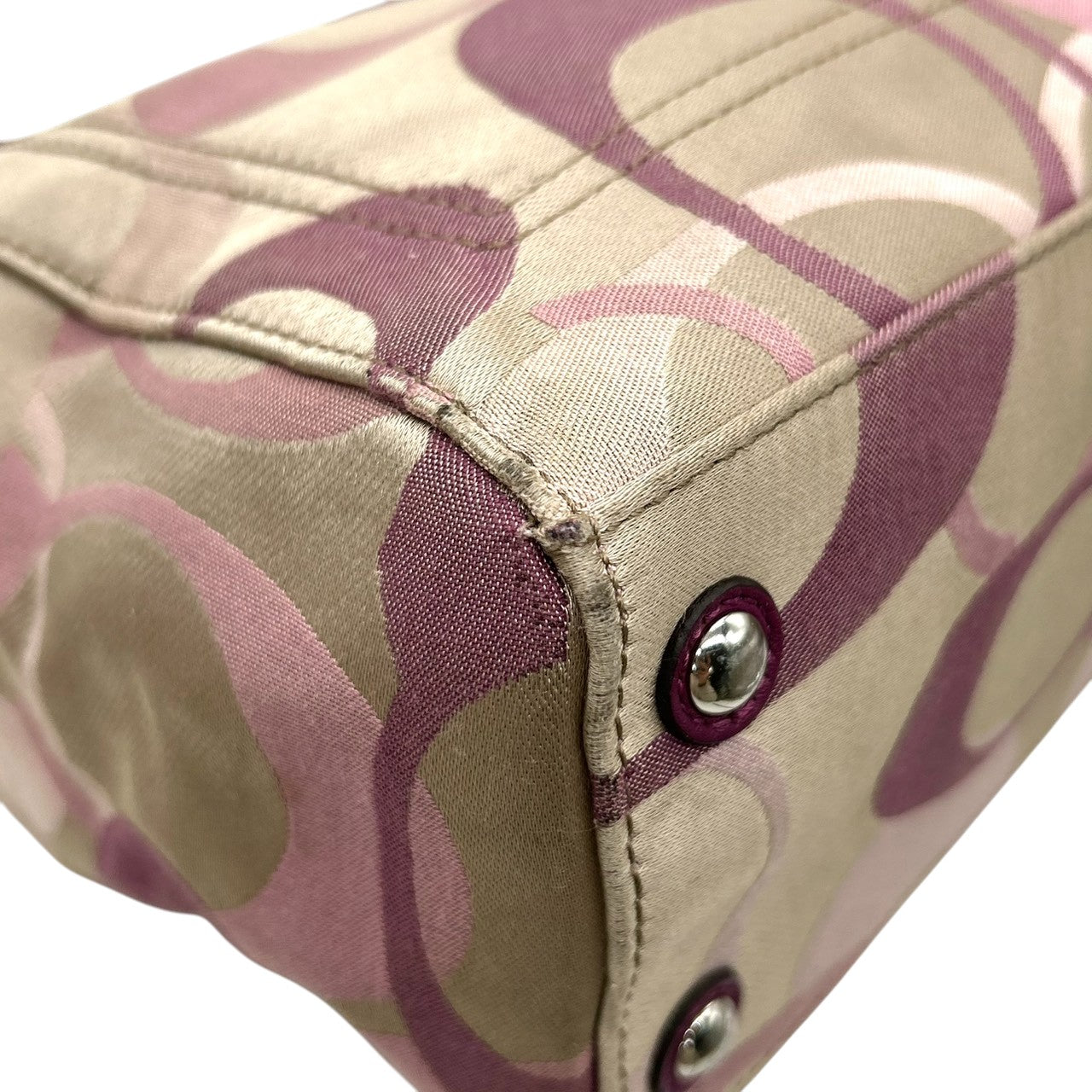 コーチ COACH ペネロピ オプティック シグネチャー トートバッグ ハンドバッグ F17140 サテンキャンバス パテントレザー パープル ボルドー ターンロック チェーンハンドル レディース 肩掛け 軽量 鞄 カバン カジュアル デイリーユース s81