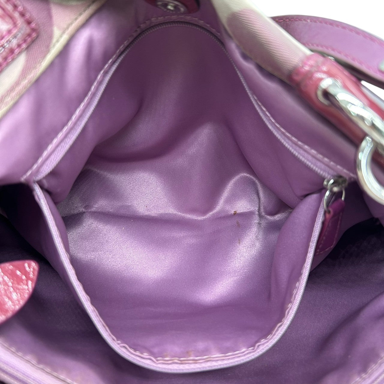 コーチ COACH ペネロピ オプティック シグネチャー トートバッグ ハンドバッグ F17140 サテンキャンバス パテントレザー パープル ボルドー ターンロック チェーンハンドル レディース 肩掛け 軽量 鞄 カバン カジュアル デイリーユース s81