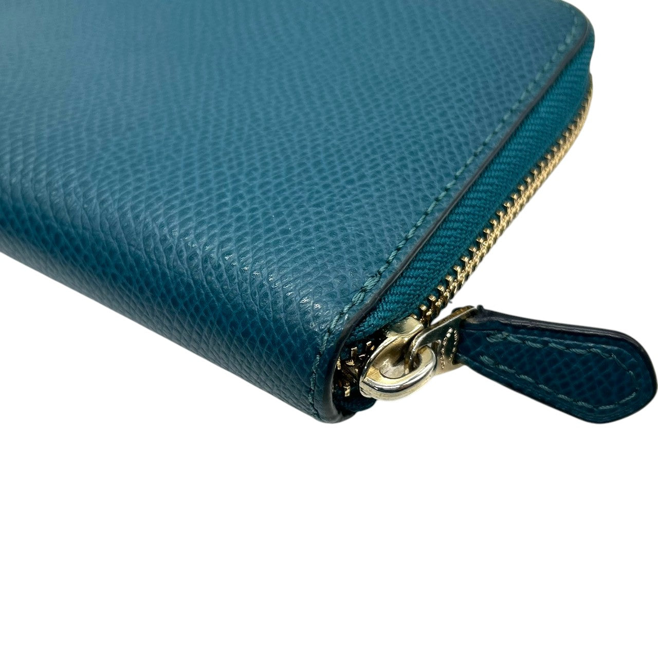 美品 コーチ COACH 長財布 アコーディオンジップ ラウンドファスナー F54007 レザー 本革 ブルー 青 ティール 馬車ロゴ ゴールド金具 大容量 多機能 レディース メンズ ユニセックス ウォレット プレゼント M4
