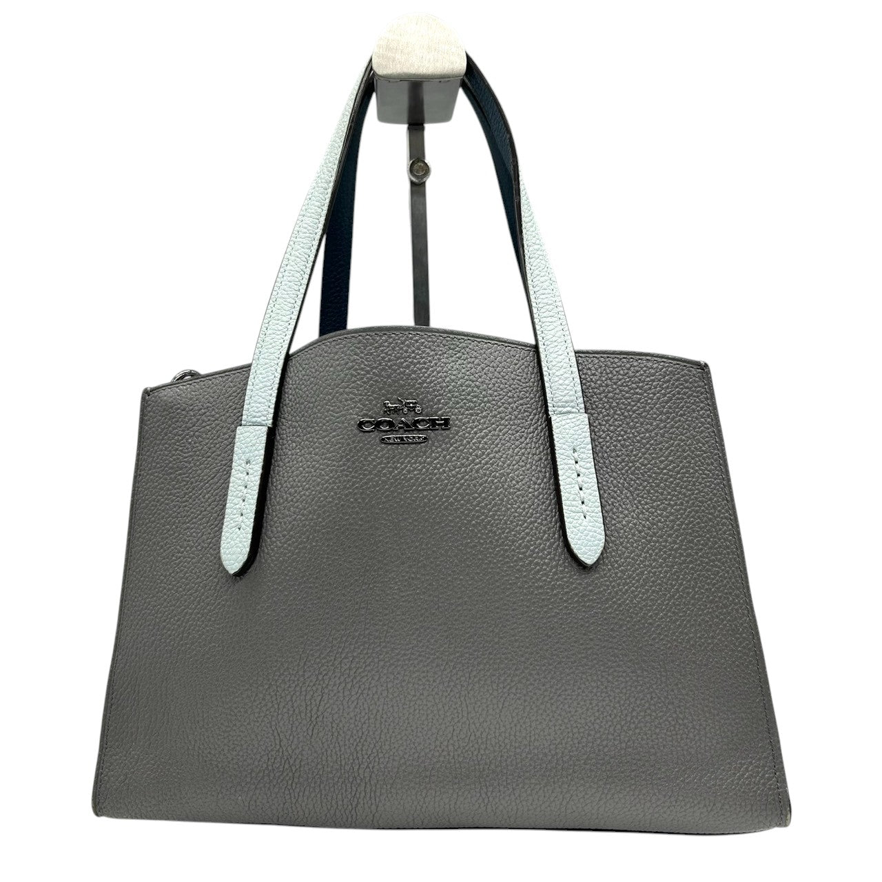 コーチ COACH 2WAY ハンドバッグ ショルダーバッグ 型押しレザー 31740 グレー ブルー 水色 バイカラー 斜め掛け可 クロスボディ 自立可 フォーマル レディース 鞄 カバン 通勤 通学 s95