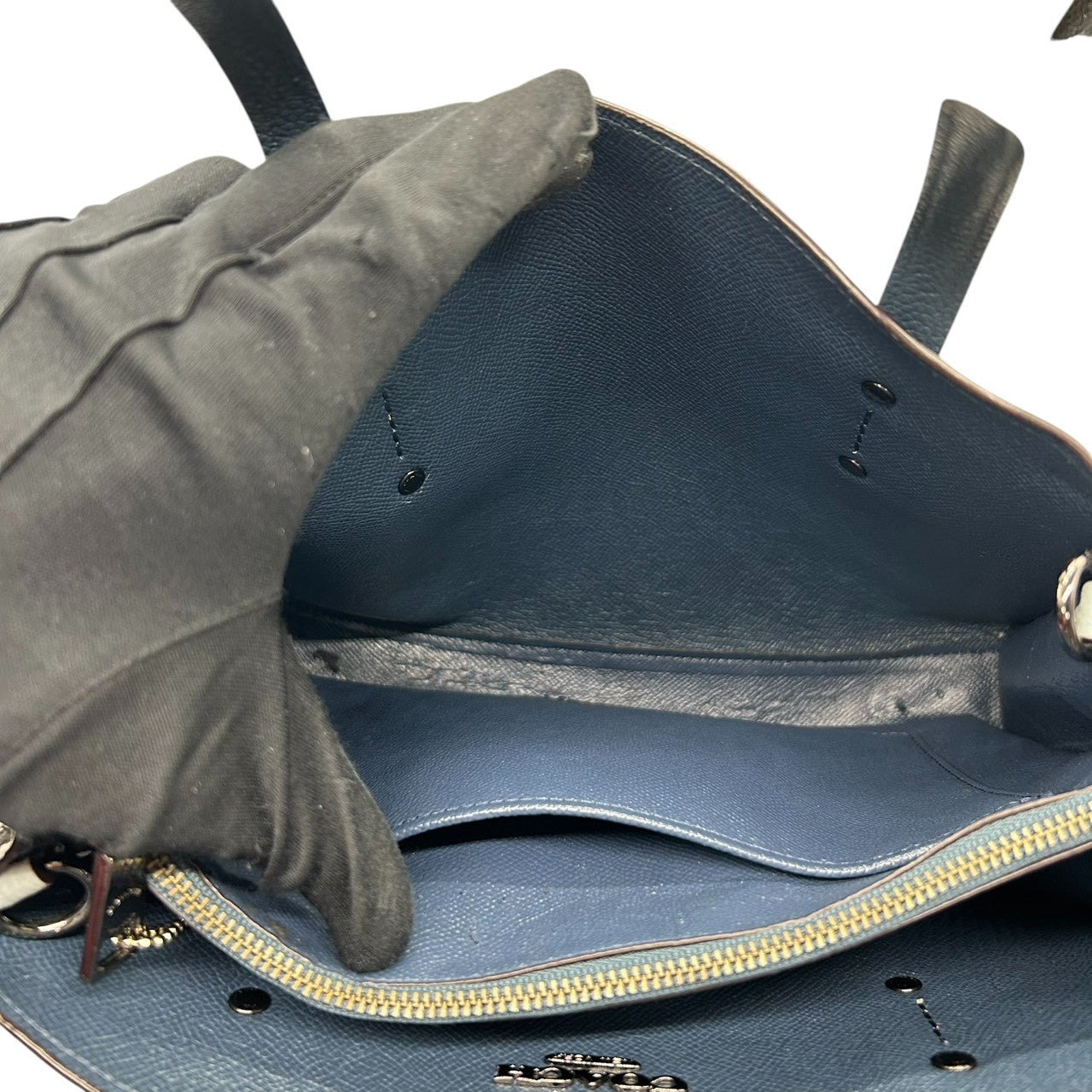 コーチ COACH 2WAY ハンドバッグ ショルダーバッグ 型押しレザー 31740 グレー ブルー 水色 バイカラー 斜め掛け可 クロスボディ 自立可 フォーマル レディース 鞄 カバン 通勤 通学 s95