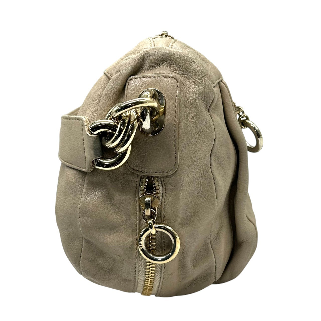 フルラ FURLA ハンドバッグ ミニボストン レザー 本革 ベージュ グレージュ ゴールド金具 チェーン ロゴプレート チャーム付き エレガント クラシック 上品 レディース 鞄 カバン イタリア製 U6