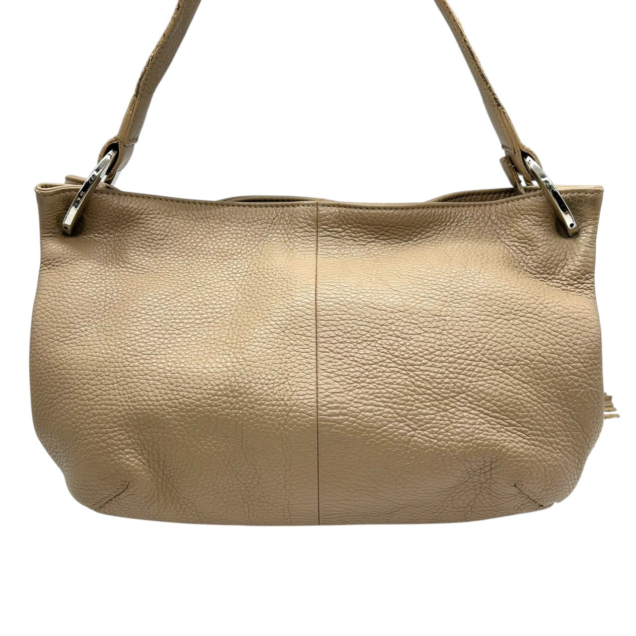 【美品】フルラ FURLA ワンショルダーバッグ ショルダーバッグ 肩掛け ハンド レザー 本革 シボ革 シュリンク ベージュ タッセル フリンジ チャーム シルバー金具 イタリア製 レディース カジュアル エレガント 通勤 通学 鞄 カバン U2