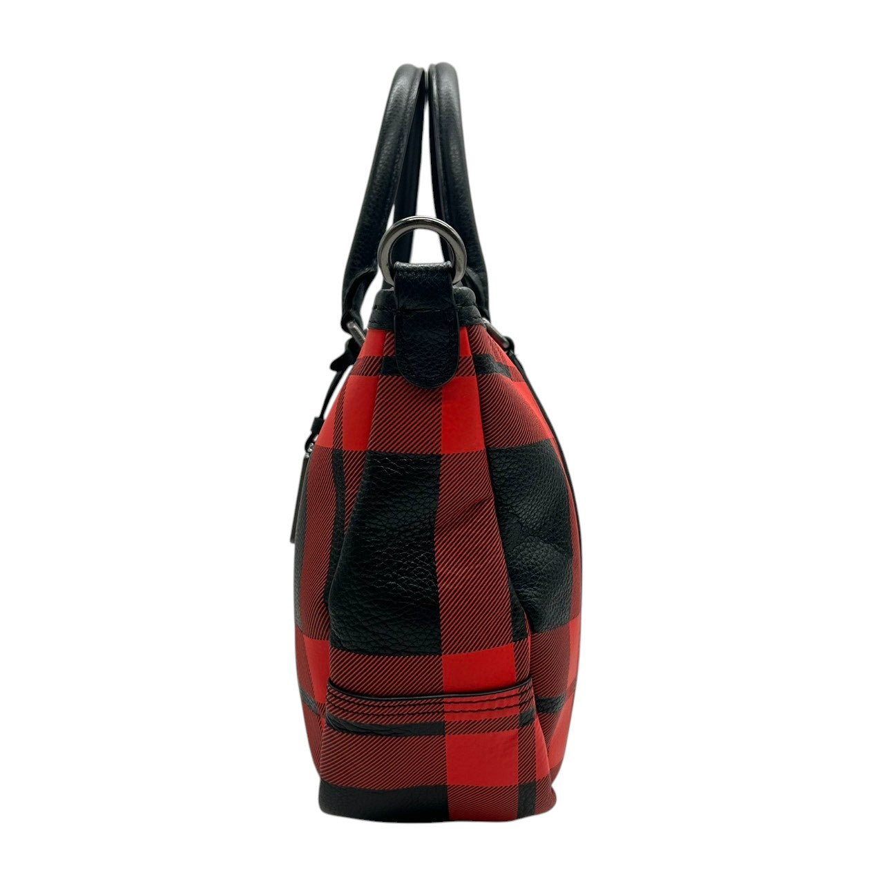【美品】コーチ COACH 2WAY ハンドバッグ ショルダーバッグ 斜め掛け可 自立可 バッファローチェック チェック柄 レッド ブラック 赤 黒 レザー 本革 36114 カジュアル エレガント クラシック ビンテージ 上品 鞄 カバン レディース U1