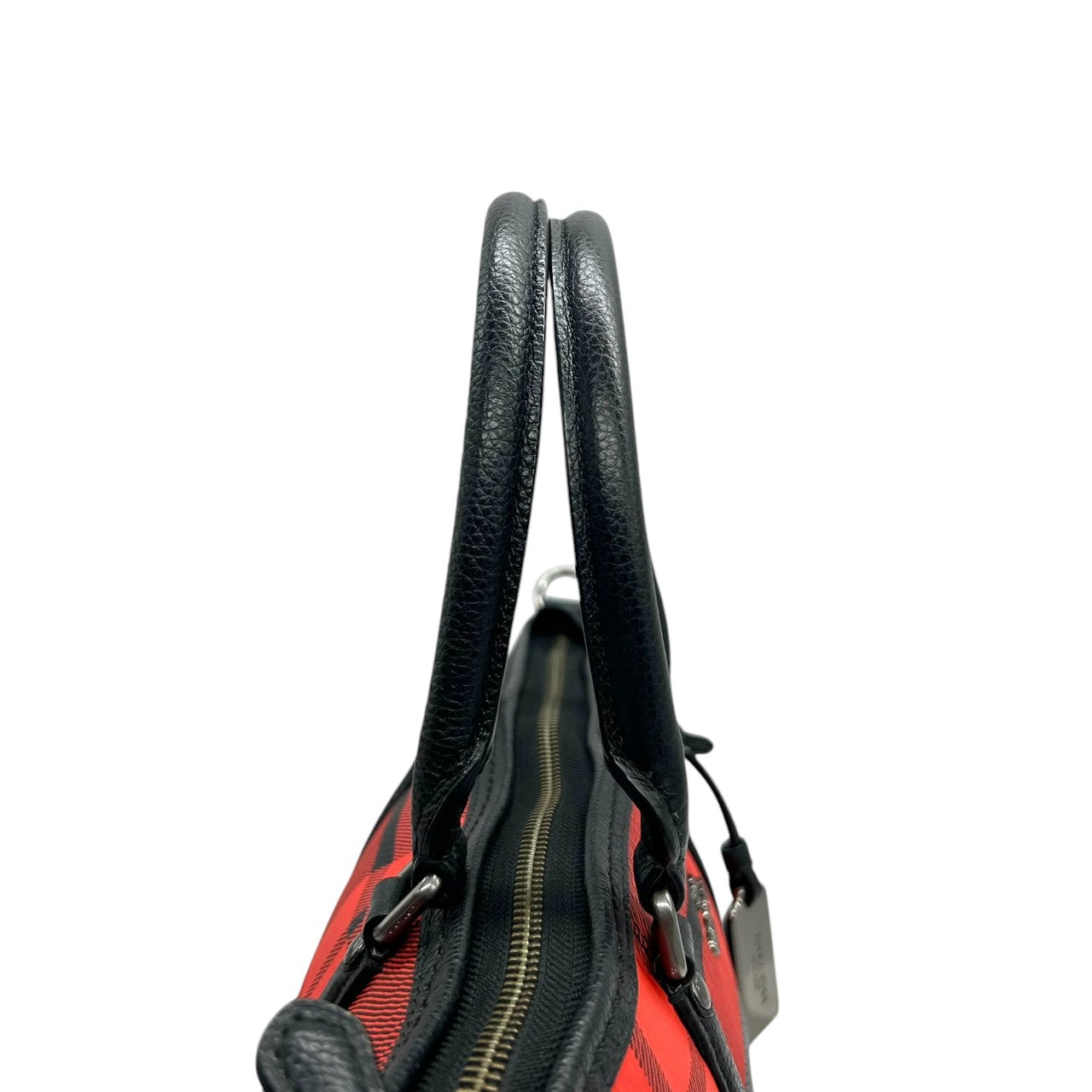 【美品】コーチ COACH 2WAY ハンドバッグ ショルダーバッグ 斜め掛け可 自立可 バッファローチェック チェック柄 レッド ブラック 赤 黒 レザー 本革 36114 カジュアル エレガント クラシック ビンテージ 上品 鞄 カバン レディース U1