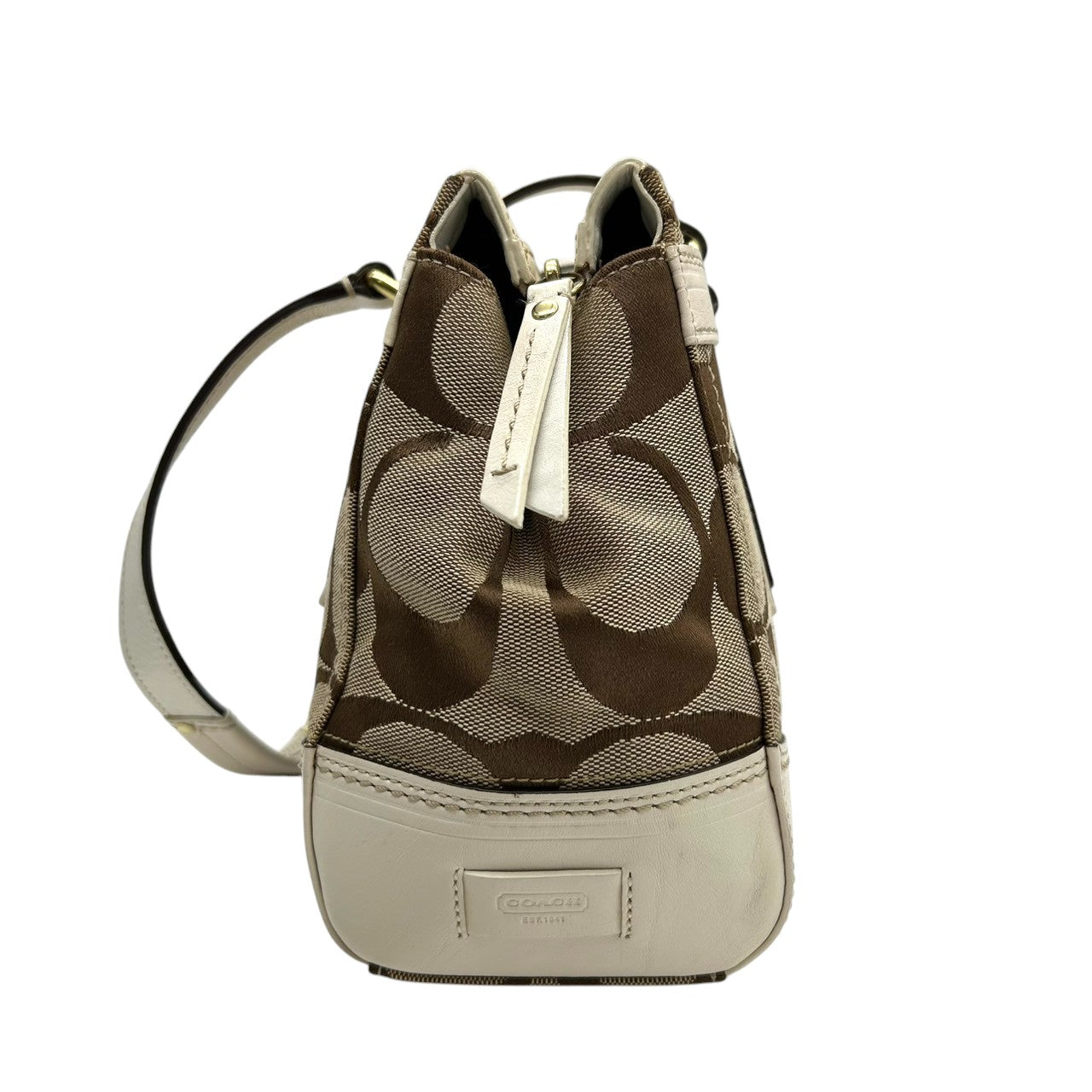 コーチ COACH ハンプトンズ シグネチャー ストライプ ハンドバッグ トートバッグ ターンロック キャンバス レザー ホワイト 白 ベージュ ブラウン ピンク マルチカラー レディース カジュアル お出かけ 普段使い 鞄 カバン 11620 U3
