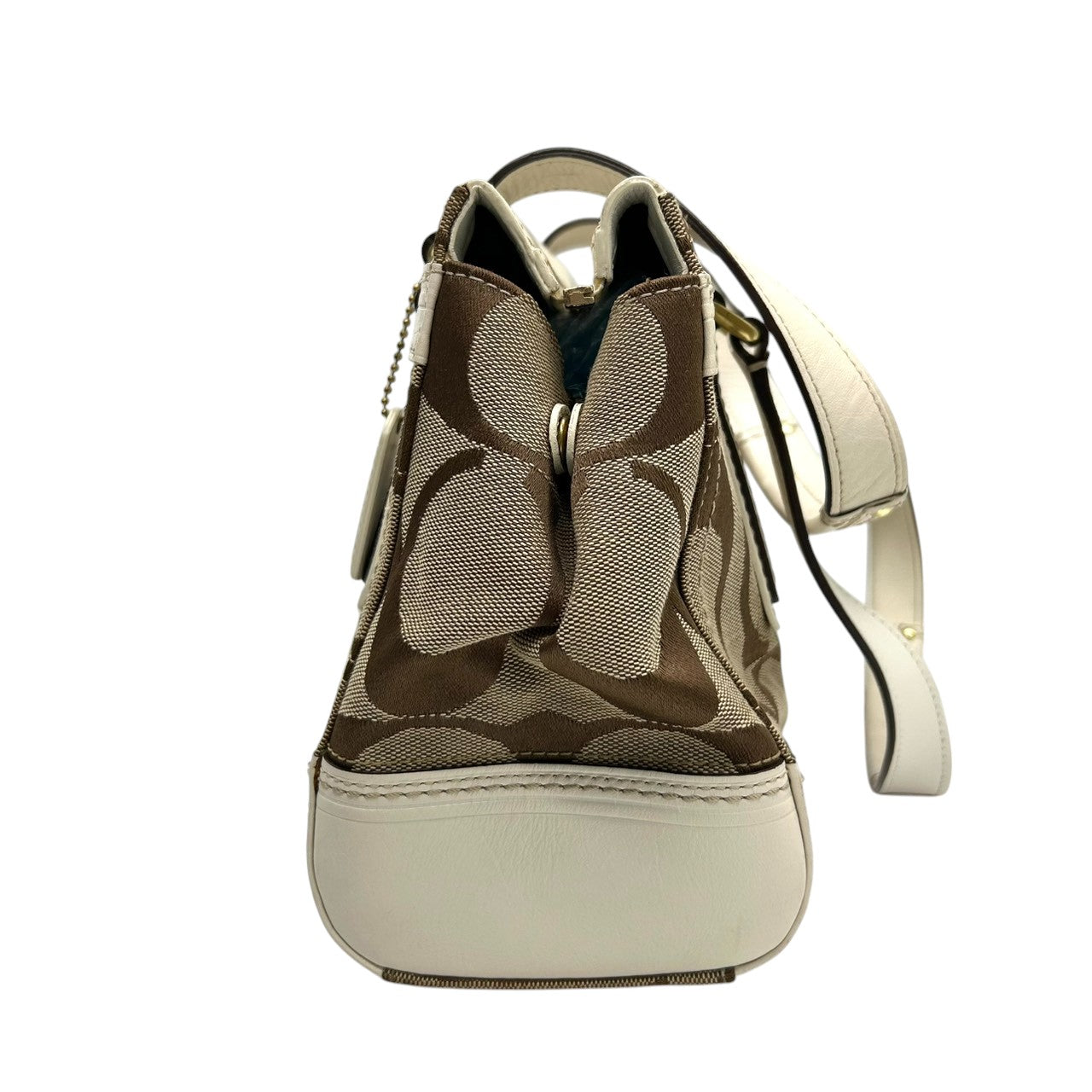コーチ COACH ハンプトンズ シグネチャー ストライプ ハンドバッグ トートバッグ ターンロック キャンバス レザー ホワイト 白 ベージュ ブラウン ピンク マルチカラー レディース カジュアル お出かけ 普段使い 鞄 カバン 11620 U3