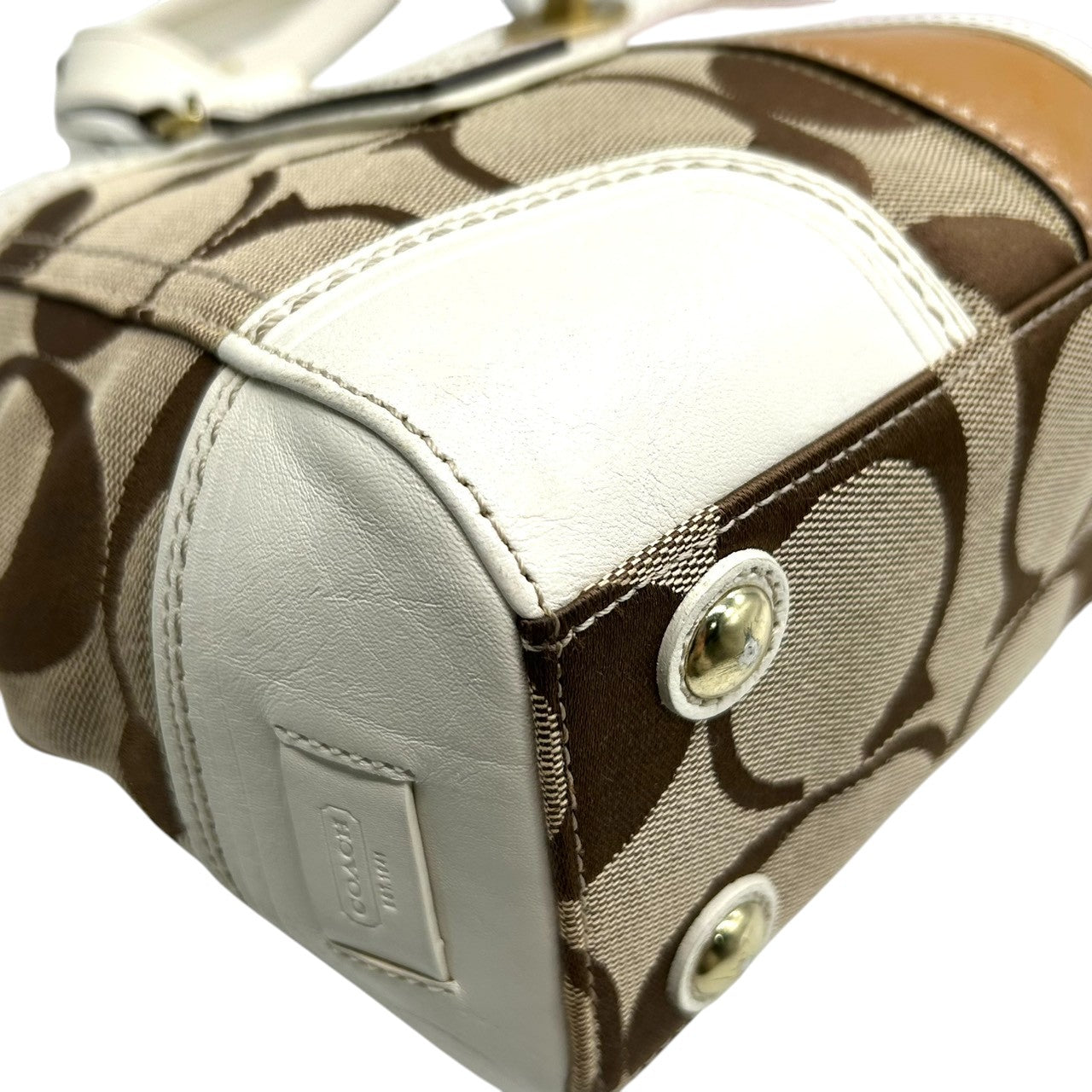 コーチ COACH ハンプトンズ シグネチャー ストライプ ハンドバッグ トートバッグ ターンロック キャンバス レザー ホワイト 白 ベージュ ブラウン ピンク マルチカラー レディース カジュアル お出かけ 普段使い 鞄 カバン 11620 U3