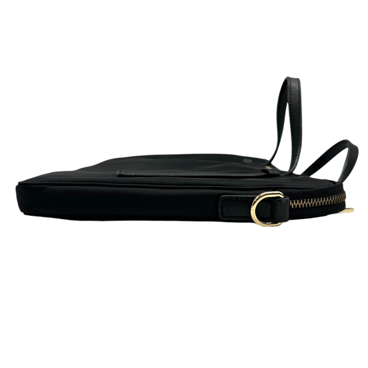 【美品】マークジェイコブス MARC JACOBS PCケース PCバッグ ブリーフケース 2WAY ショルダーバッグ ナイロン レザー ブラック 黒 ゴールドロゴ 軽量 薄型 スリム A4 ノートパソコン 通勤 通学 ビジネス 社外ストラップ付 U3