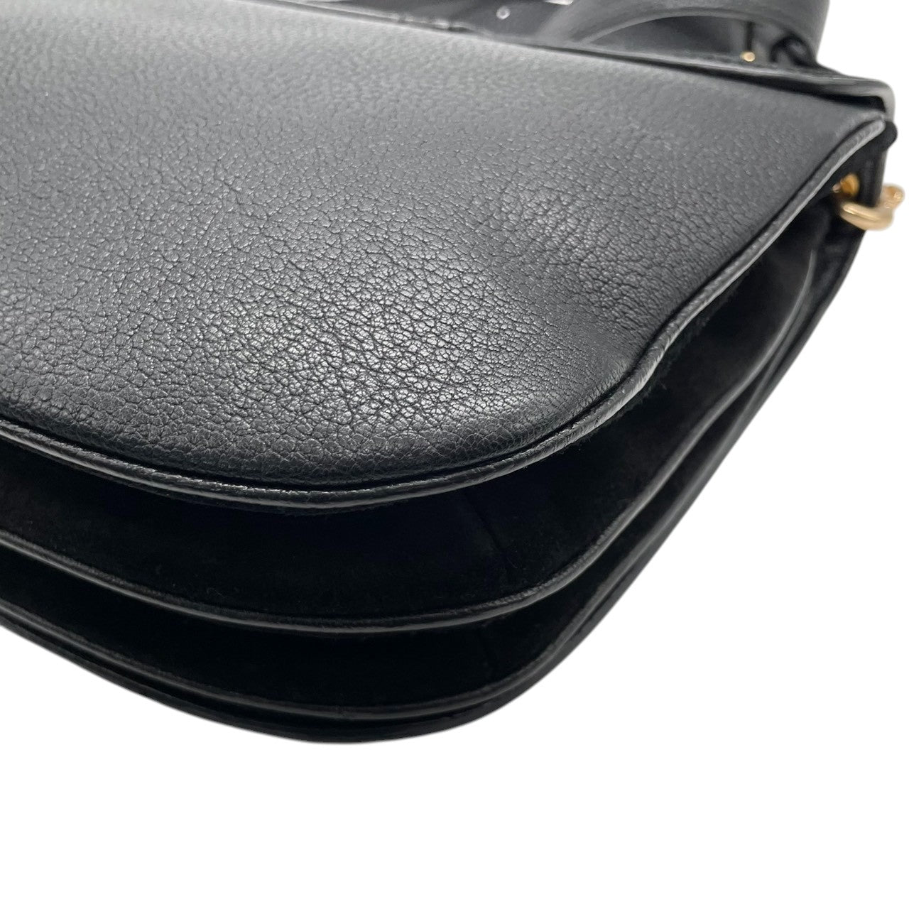 【美品】シーバイクロエ See By Chloe HANA ハナ ショルダーバッグ 斜め掛け ポシェット スエード レザー 異素材 ブラック 黒 ゴールド金具 リング 編み込み チャーム アコーディオン レディース 鞄 カバン K6