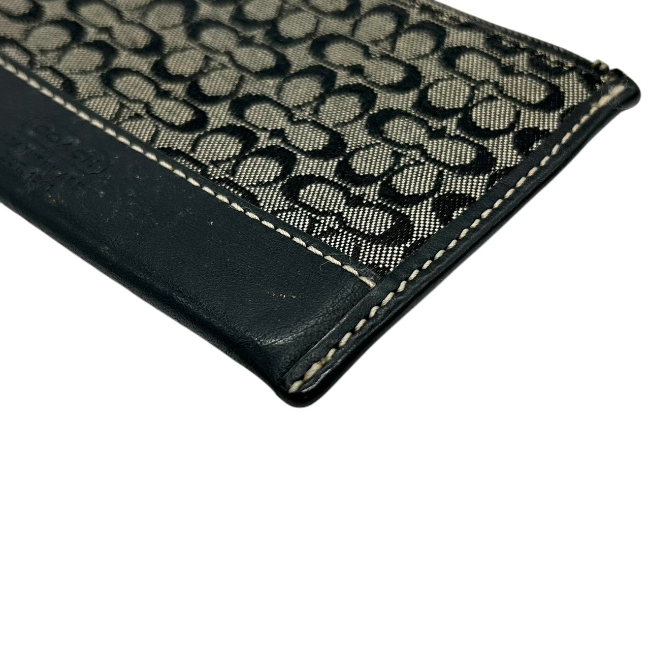 【良品】コーチ COACH ミニシグネチャー コインケース 小銭入れ ミニポーチ キーリング付き キャンバス レザー ブラック 黒 グレー シルバー金具 小物入れ メンズ レディース ユニセックス コンパクト 軽量 s3
