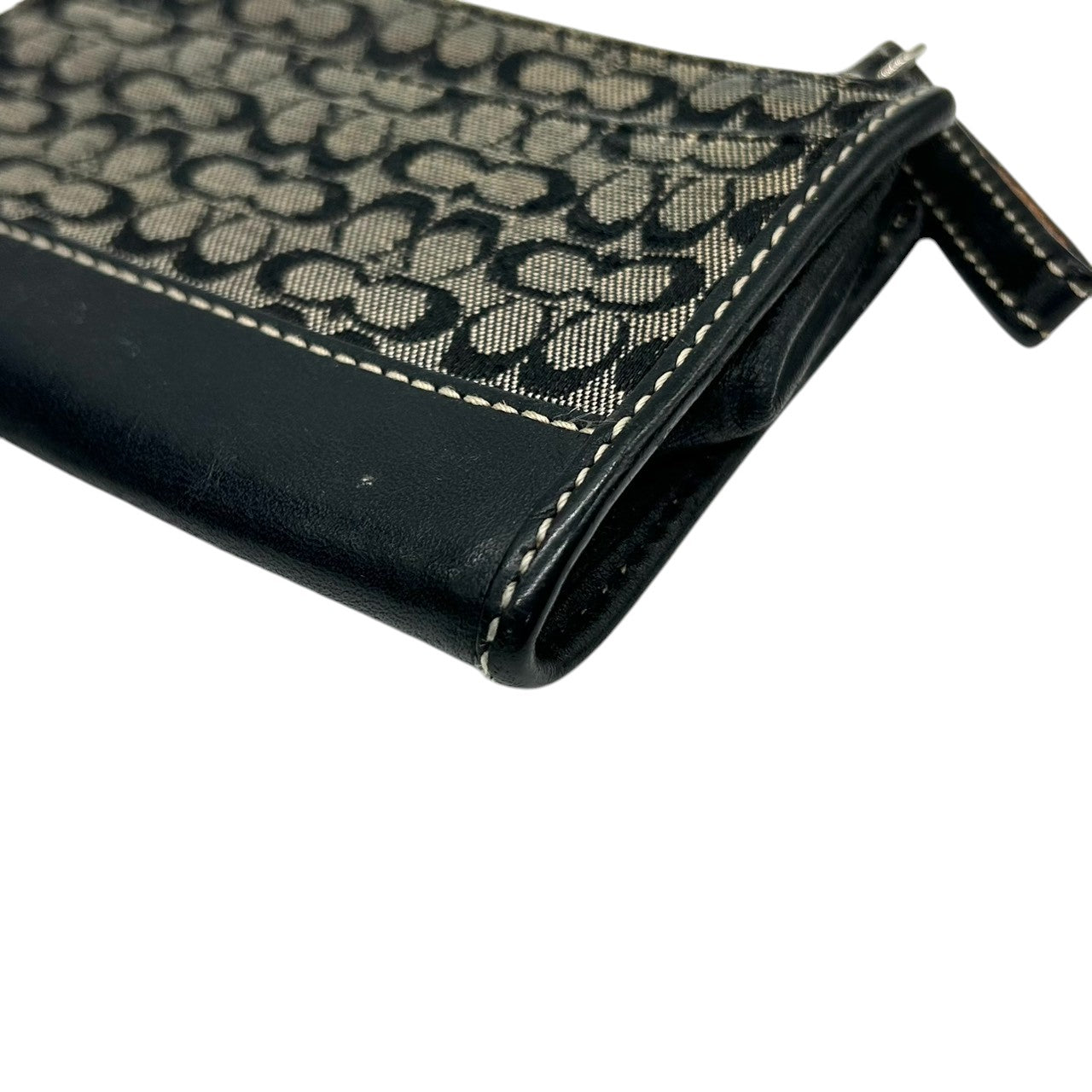 【良品】コーチ COACH ミニシグネチャー コインケース 小銭入れ ミニポーチ キーリング付き キャンバス レザー ブラック 黒 グレー シルバー金具 小物入れ メンズ レディース ユニセックス コンパクト 軽量 s3