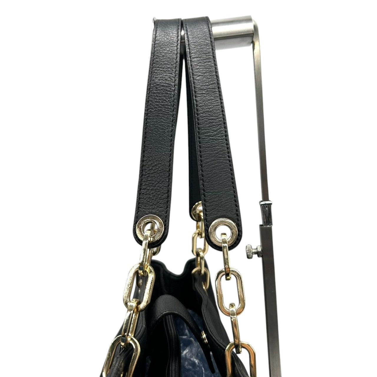 【美品】マイケルコース Michael Kors トートバッグ ショルダーバッグ 肩掛け チェーン レザー 本革 ブラック 黒 ゴールド金具 MKロゴ サークルロゴ A4収納可 大容量 エレガント 通勤 通学 ビジネス レディース 鞄 カバン s3