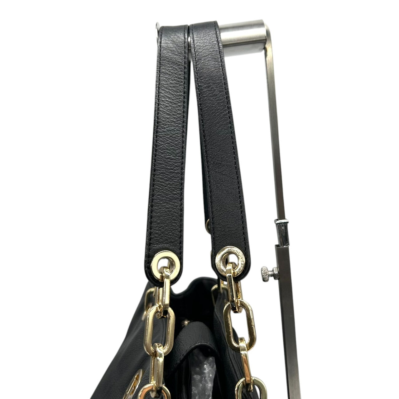 【美品】マイケルコース Michael Kors トートバッグ ショルダーバッグ 肩掛け チェーン レザー 本革 ブラック 黒 ゴールド金具 MKロゴ サークルロゴ A4収納可 大容量 エレガント 通勤 通学 ビジネス レディース 鞄 カバン s3