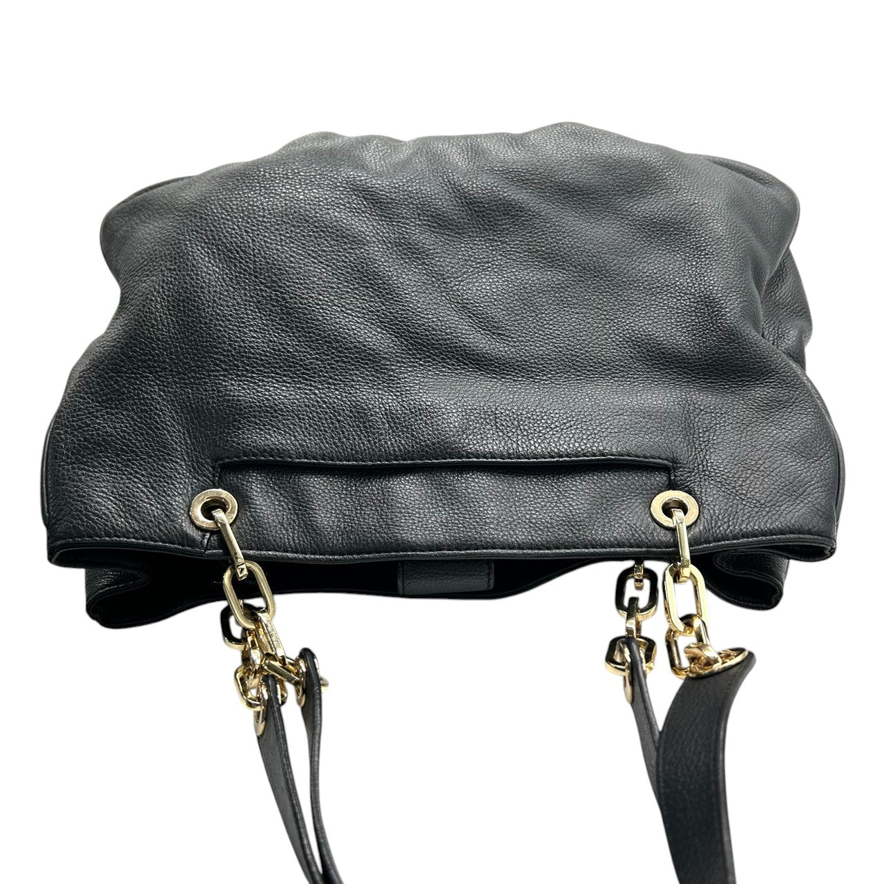 【美品】マイケルコース Michael Kors トートバッグ ショルダーバッグ 肩掛け チェーン レザー 本革 ブラック 黒 ゴールド金具 MKロゴ サークルロゴ A4収納可 大容量 エレガント 通勤 通学 ビジネス レディース 鞄 カバン s3