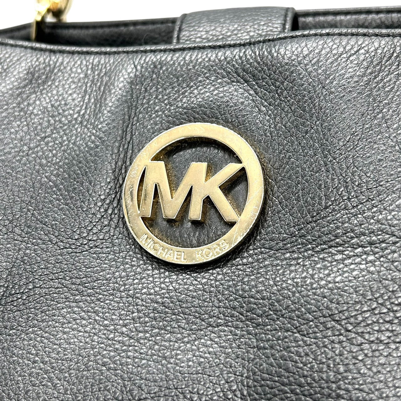 【美品】マイケルコース Michael Kors トートバッグ ショルダーバッグ 肩掛け チェーン レザー 本革 ブラック 黒 ゴールド金具 MKロゴ サークルロゴ A4収納可 大容量 エレガント 通勤 通学 ビジネス レディース 鞄 カバン s3