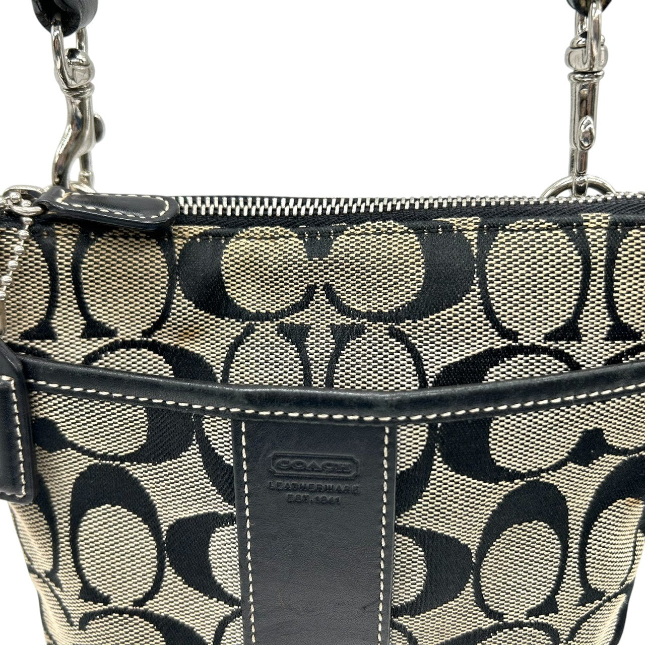 【良品】コーチ COACH シグネチャー ショルダーバッグ サコッシュ ポシェット 斜め掛け クロスボディ キャンバス レザー ブラック 黒 グレー 縦型 スリム 薄型 軽量 メンズ レディース ユニセックス 鞄 カバン 旅行 散歩 s2