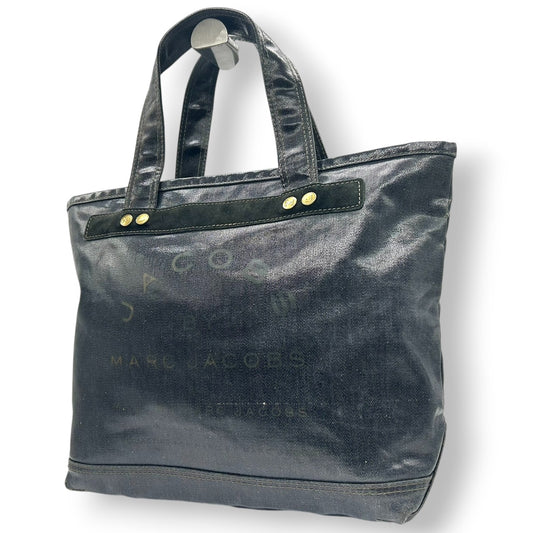 【良品】マークジェイコブス MARC JACOBS トートバッグ ワンショルダー PVC スエード ネイビー 紺 デニム調 スタッズ A4収納可 大容量 軽量 カジュアル 通学 通勤 レディース メンズ ユニセックス 鞄 カバン s8