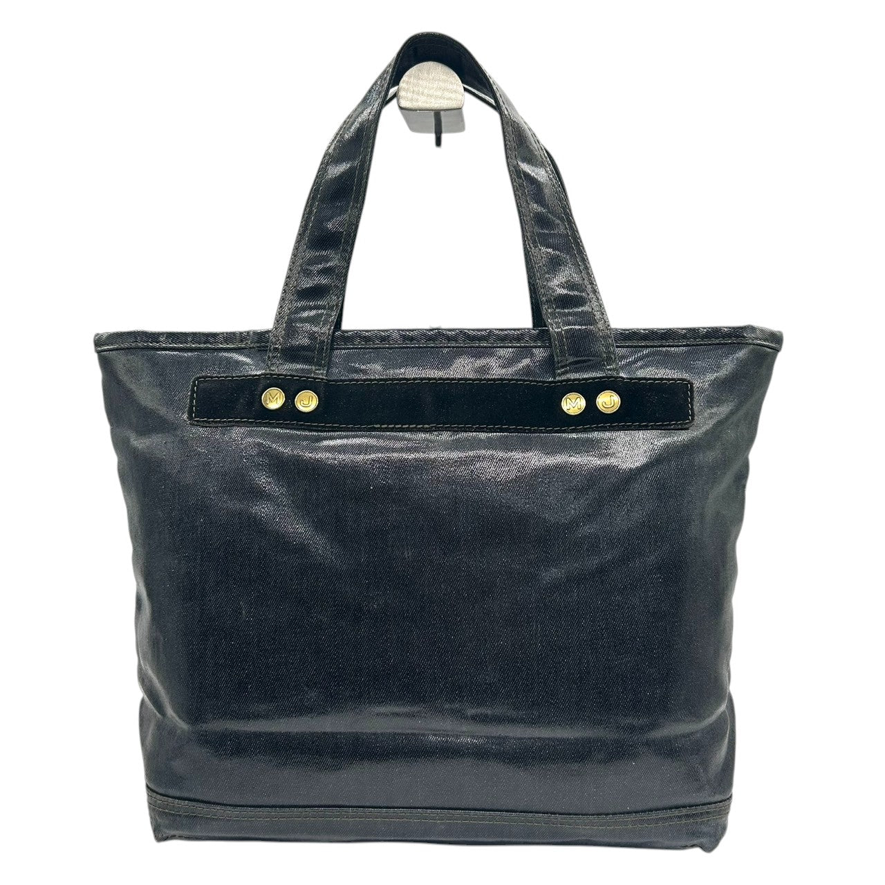 【良品】マークジェイコブス MARC JACOBS トートバッグ ワンショルダー PVC スエード ネイビー 紺 デニム調 スタッズ A4収納可 大容量 軽量 カジュアル 通学 通勤 レディース メンズ ユニセックス 鞄 カバン s8
