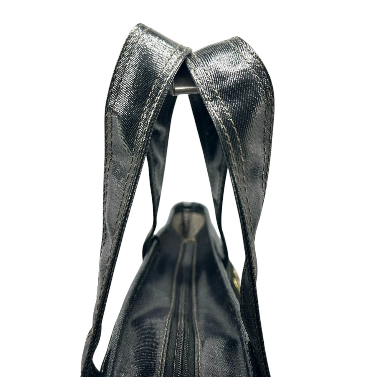 【良品】マークジェイコブス MARC JACOBS トートバッグ ワンショルダー PVC スエード ネイビー 紺 デニム調 スタッズ A4収納可 大容量 軽量 カジュアル 通学 通勤 レディース メンズ ユニセックス 鞄 カバン s8