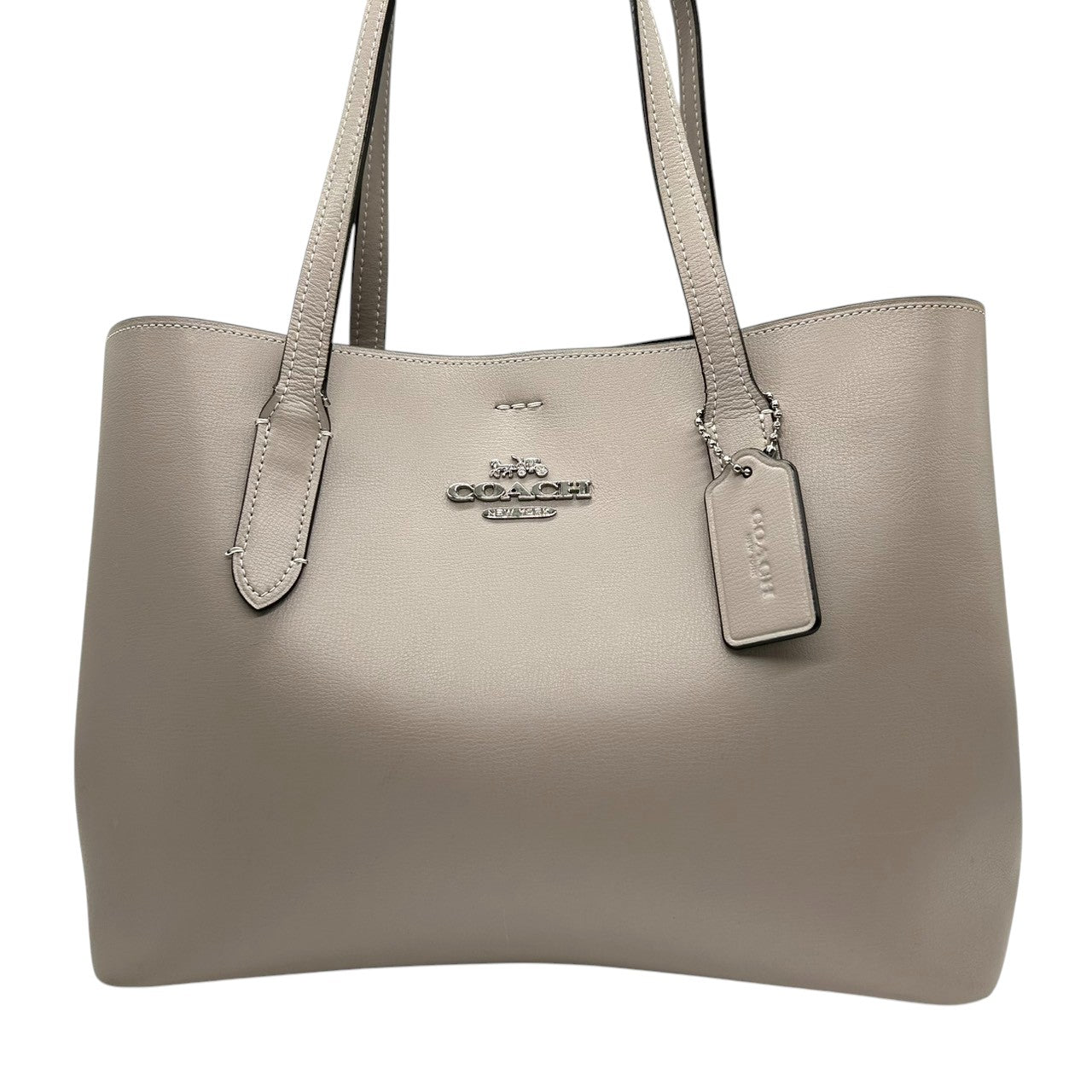 【良品】コーチ COACH アベニュー トートバッグ ショルダーバッグ 2WAY 斜め掛け 肩掛け A4収納可 大容量 レザー 本革 グレー グレージュ ダブルフェイス 軽量 通勤 通学 ビジネス レディース 鞄 カバン s7