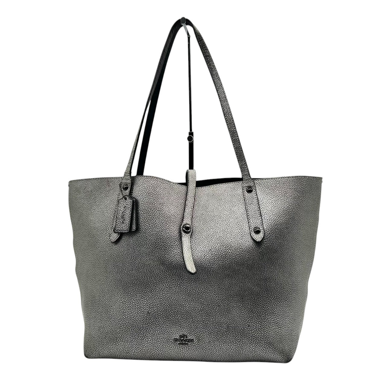 コーチ COACH マーケット トート 37756 トートバッグ ショルダーバッグ 肩掛け ワンショルダー A4収納可 大容量 メタリック レザー 本革 シルバー 銀 ガンメタル金具 ターンロック 通勤 通学 レディース 鞄 カバン スタイリッシュ s7