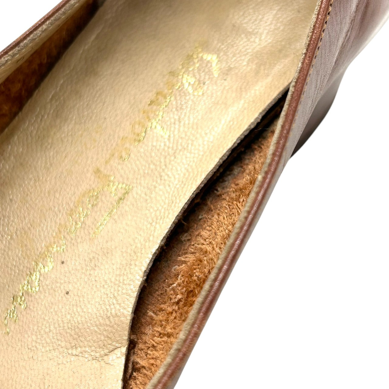 【訳あり】サルヴァトーレ フェラガモ Salvatore Ferragamo パンプス ヴァラ リボン レザー 本革 ブラウン 茶色 5 1/2 23cm ヴィンテージ レトロ レディース 婦人靴 イタリア製 リペアベース CT1