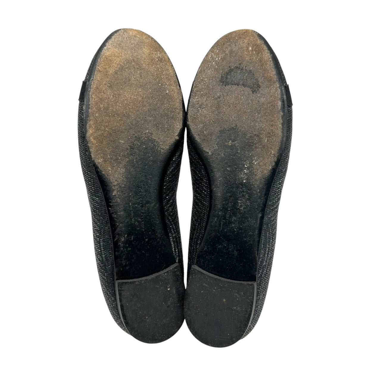 【良品】サルヴァトーレ フェラガモ Salvatore Ferragamo パンプス フラットシューズ リボン ラメ キャンバス ブラック 黒 シルバー 6 1/2 23cm パーティー オケージョン ローヒール ぺたんこ イタリア製 CT1