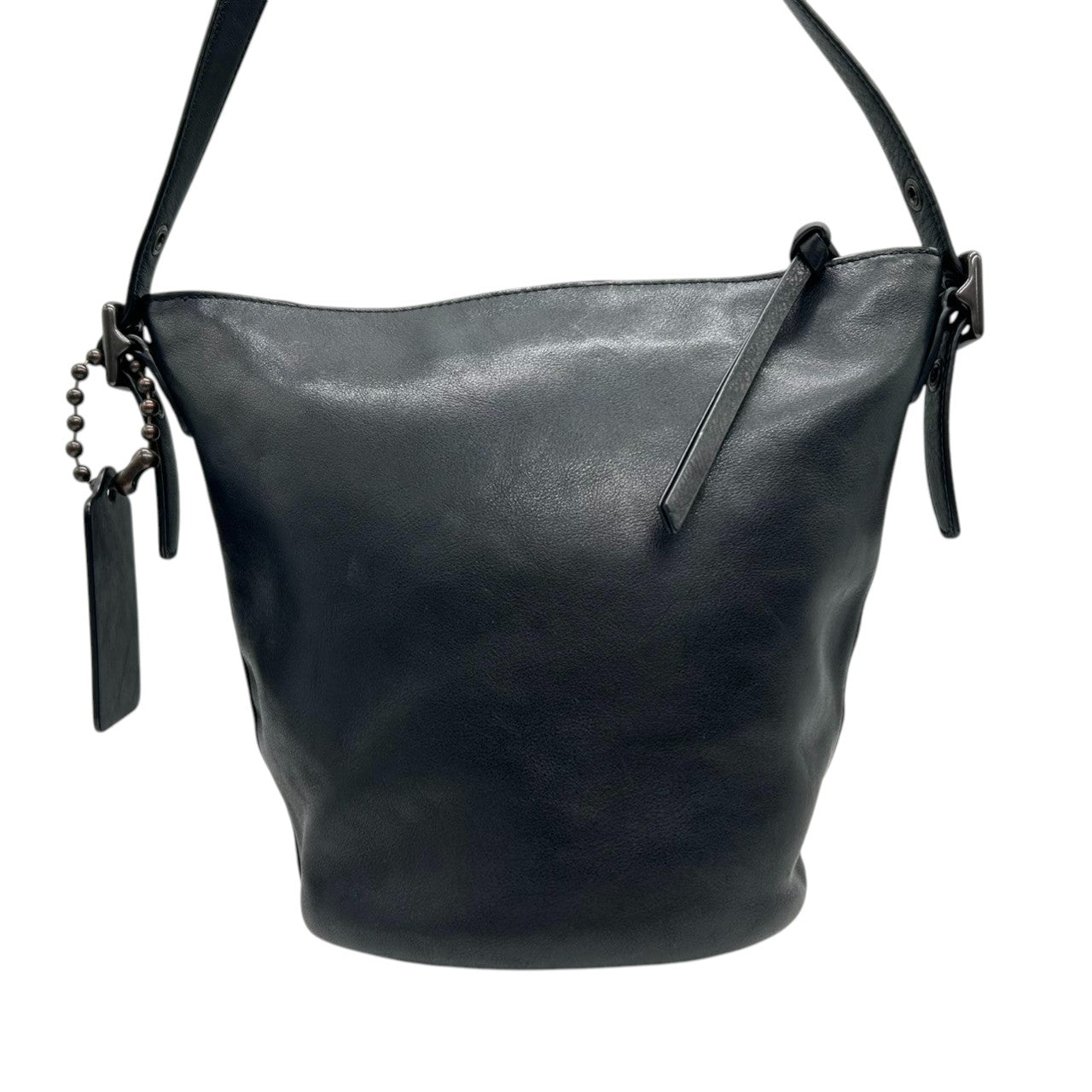 【美品】コーチ COACH ショルダーバッグ 32281 レザー 本革 ブラック 黒 斜め掛け可 ビンテージ クラシック エレガント レディース バケツ型 ダッフル 巾着 シンプル ミニバッグ 鞄 ポーチ ポシェット ロゴ 型押し ブリーカー ギフト s9