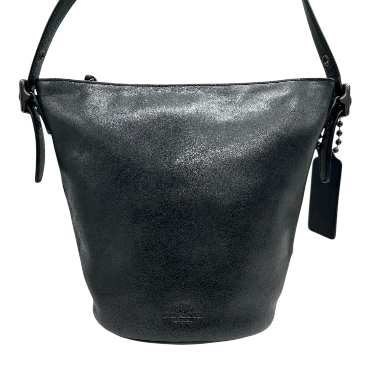 【美品】コーチ COACH ショルダーバッグ 32281 レザー 本革 ブラック 黒 斜め掛け可 ビンテージ クラシック エレガント レディース バケツ型 ダッフル 巾着 シンプル ミニバッグ 鞄 ポーチ ポシェット ロゴ 型押し ブリーカー ギフト s9