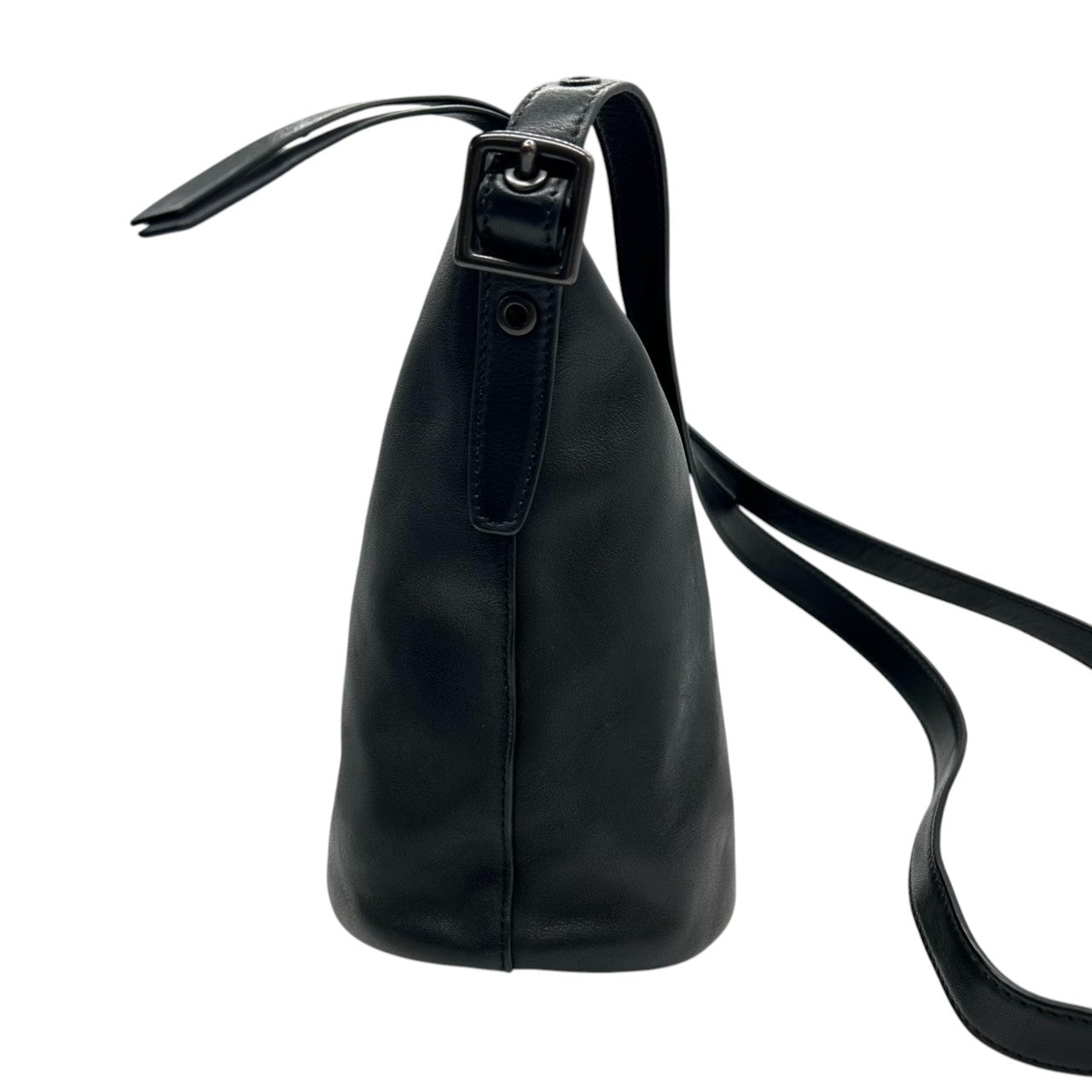 【美品】コーチ COACH ショルダーバッグ 32281 レザー 本革 ブラック 黒 斜め掛け可 ビンテージ クラシック エレガント レディース バケツ型 ダッフル 巾着 シンプル ミニバッグ 鞄 ポーチ ポシェット ロゴ 型押し ブリーカー ギフト s9