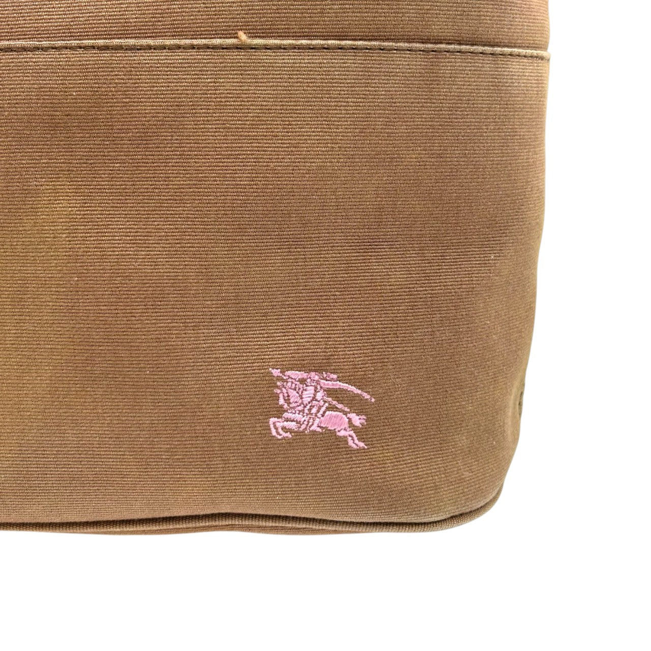 【良品】バーバリー BURBERRY トートバッグ ハンドバッグ キャンバス レザー ブラウン ピンク ホースロゴ ロゴ刺繍 シルバー金具 クラシック カジュアル デイリーユース レディース 鞄 カバン 軽量 コンパクト ミニトート お出かけ おしゃれ 人気 s2