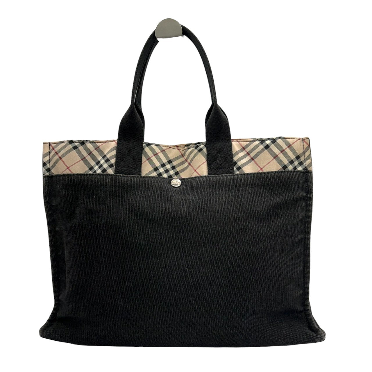 良品 バーバリー BURBERRY トートバッグ ノバチェック キャンバス A4サイズ収納可能 ワンショルダー 自立可 ブラック ベージュ 肩掛け 大容量 通勤 通学 ブルーレーベル ヴィンテージ ビンテージ クラシック エレガント カバン レディース s9