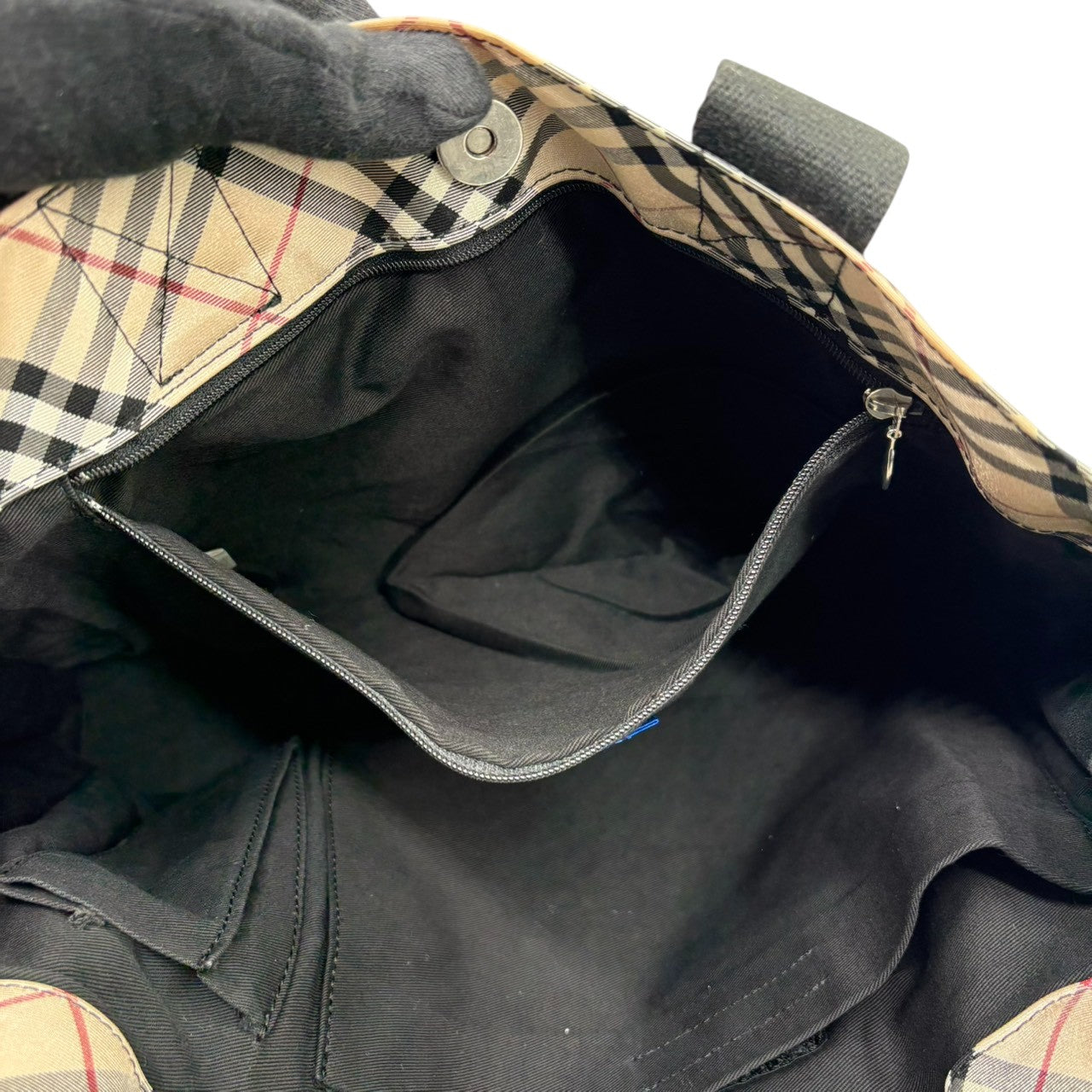良品 バーバリー BURBERRY トートバッグ ノバチェック キャンバス A4サイズ収納可能 ワンショルダー 自立可 ブラック ベージュ 肩掛け 大容量 通勤 通学 ブルーレーベル ヴィンテージ ビンテージ クラシック エレガント カバン レディース s9